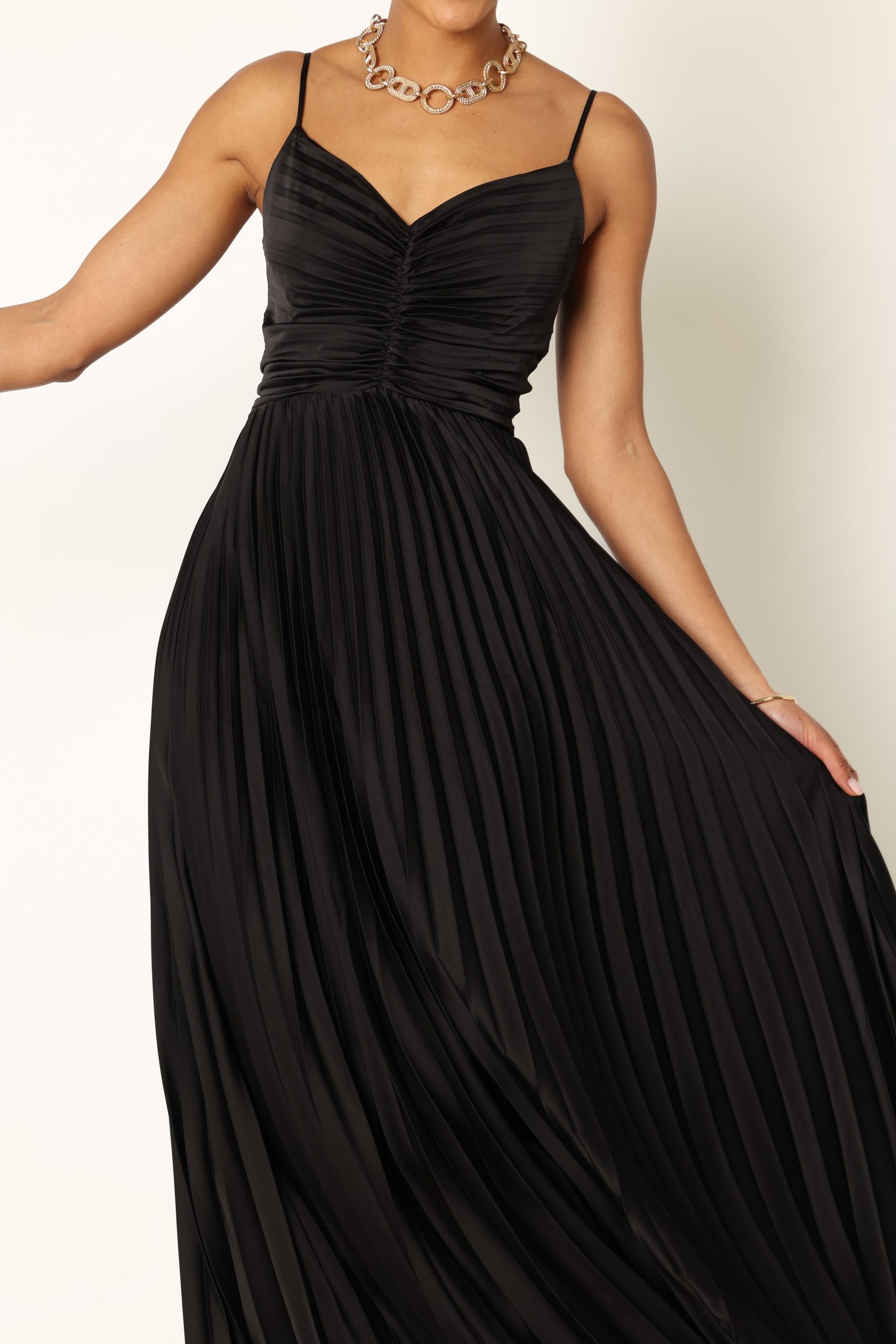 Naira Pleated Maxi Dress - Black - Image 9
