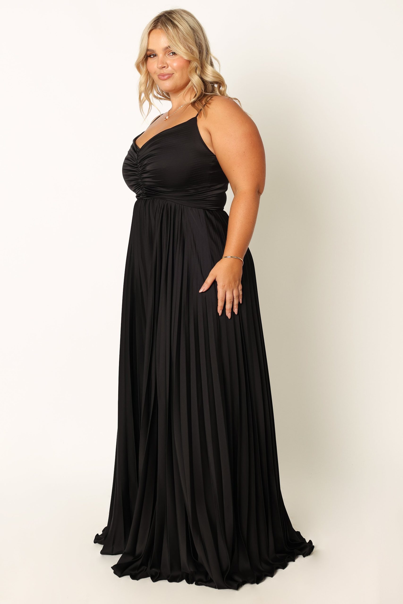 Naira Pleated Maxi Dress - Black - Image 2
