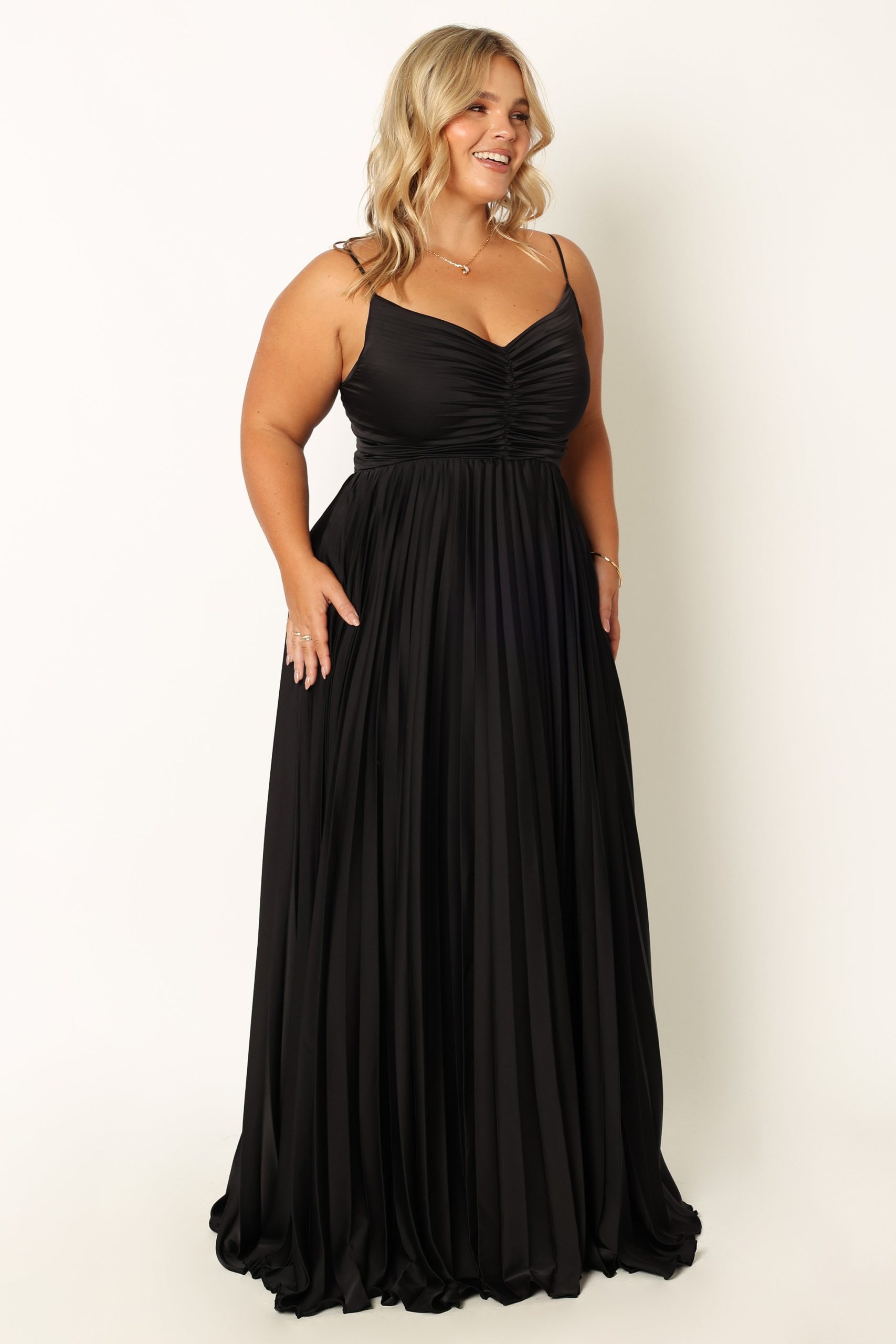 Naira Pleated Maxi Dress - Black - Image 3