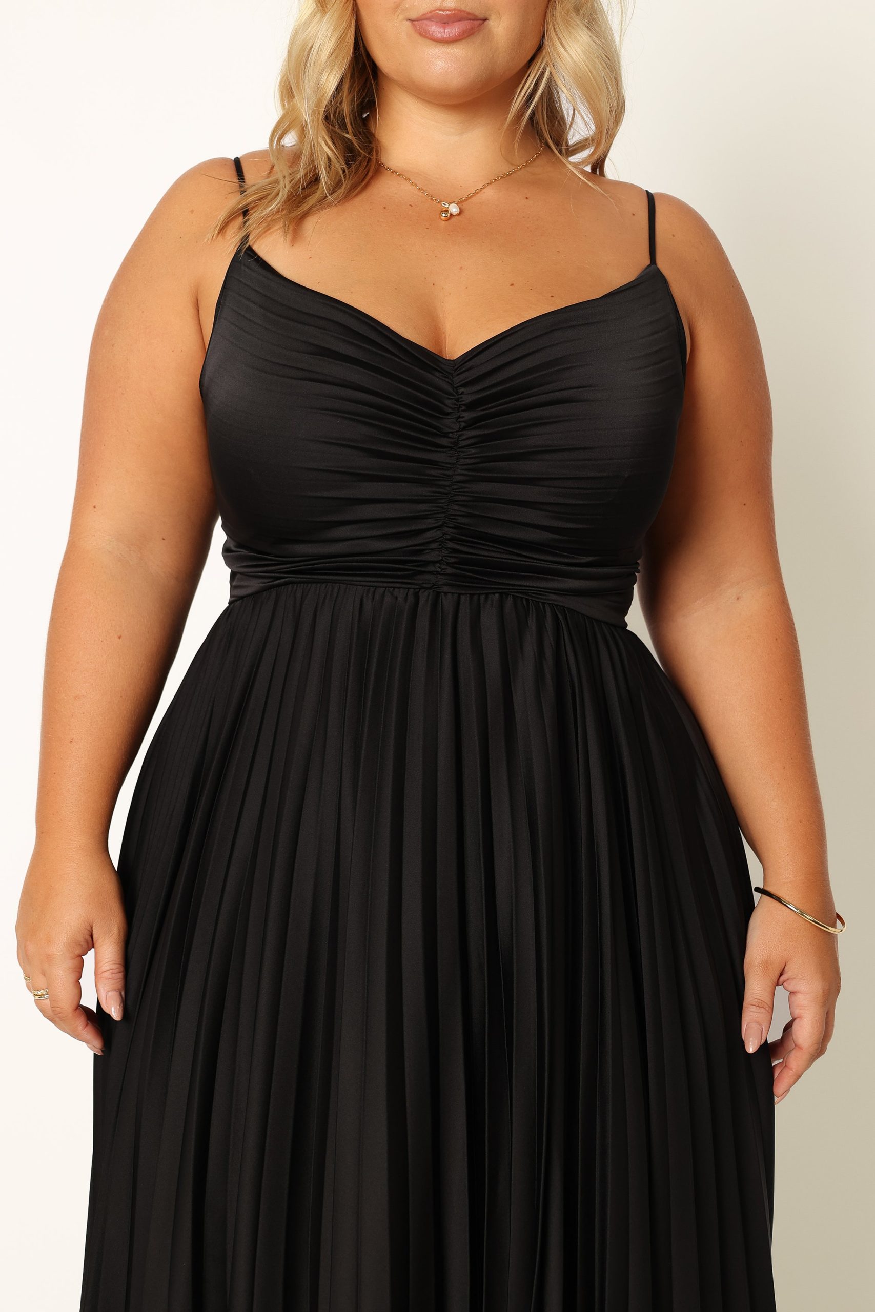 Naira Pleated Maxi Dress - Black - Image 5