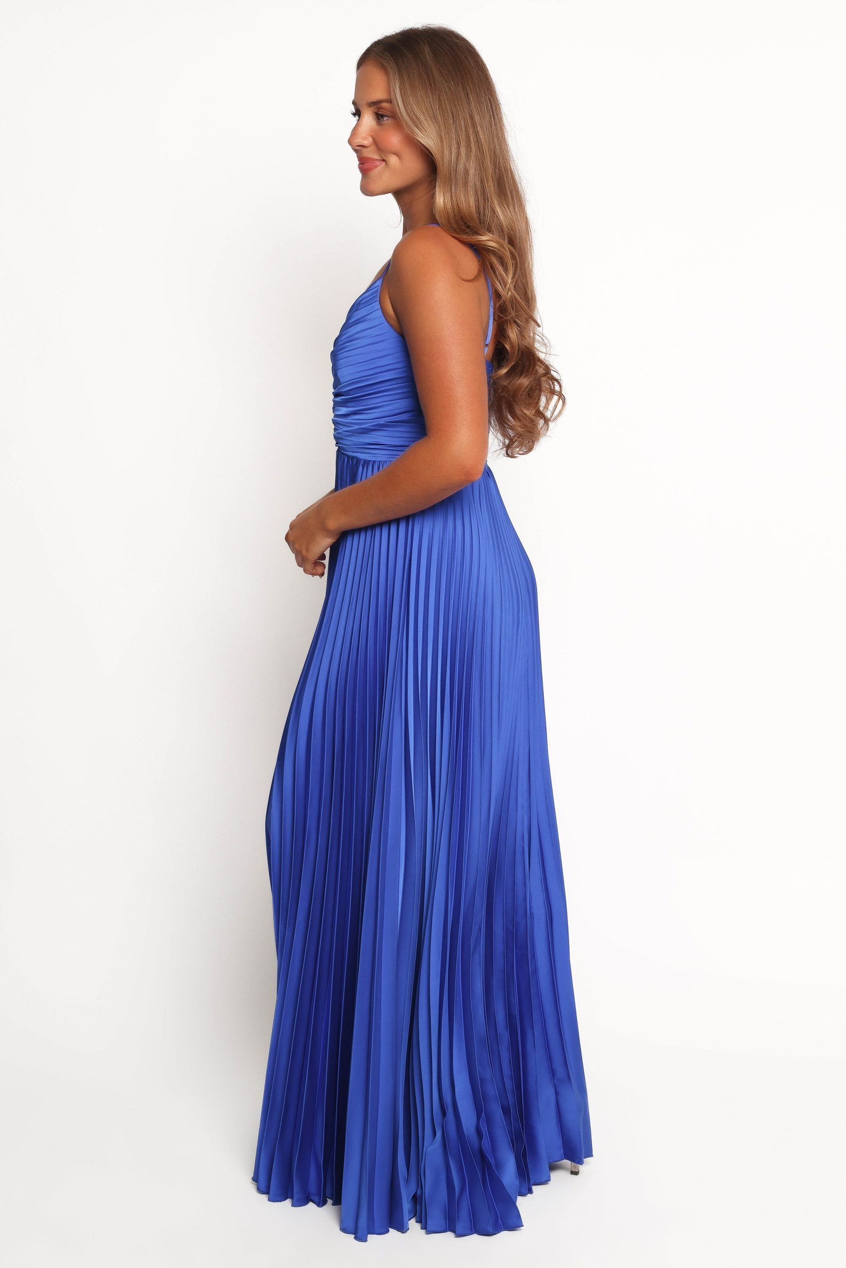 Naira Pleated Maxi Dress - Blue - Image 3
