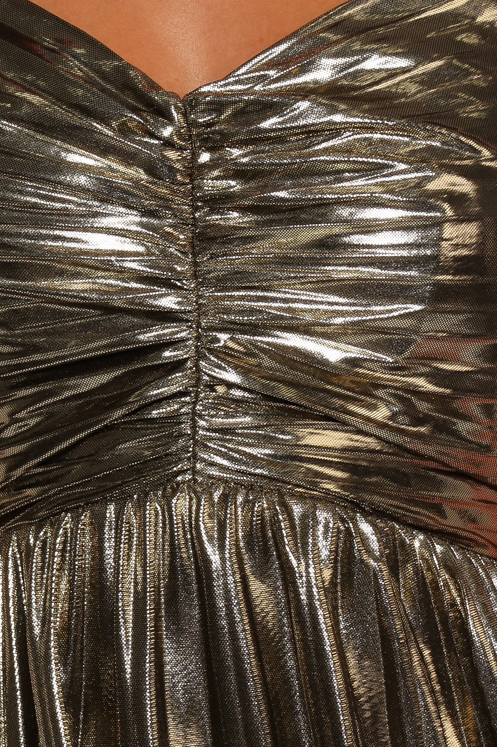 Naira Pleated Maxi Dress - Gold - Image 8