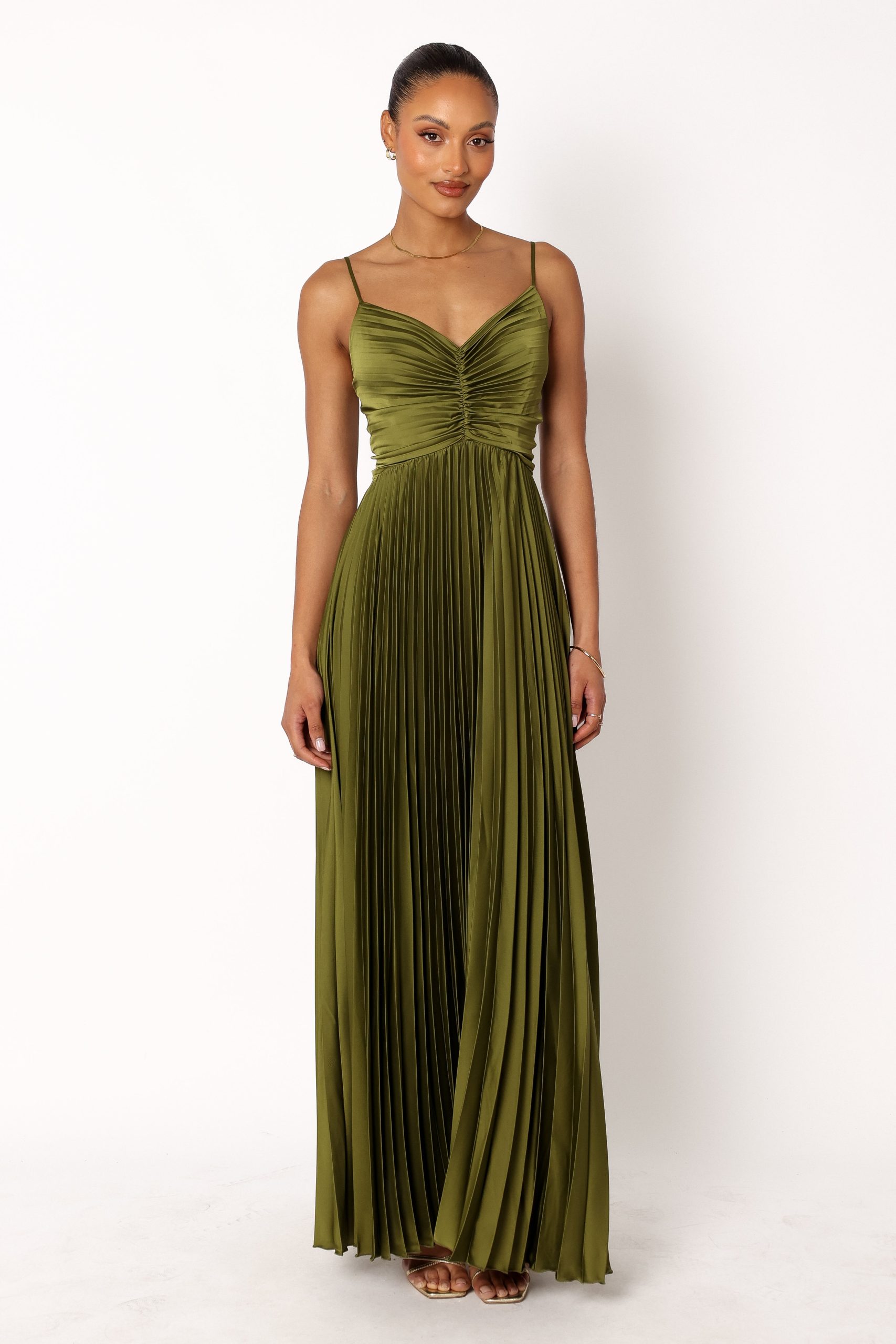 Naira Pleated Maxi Dress - Palm Green - Image 5