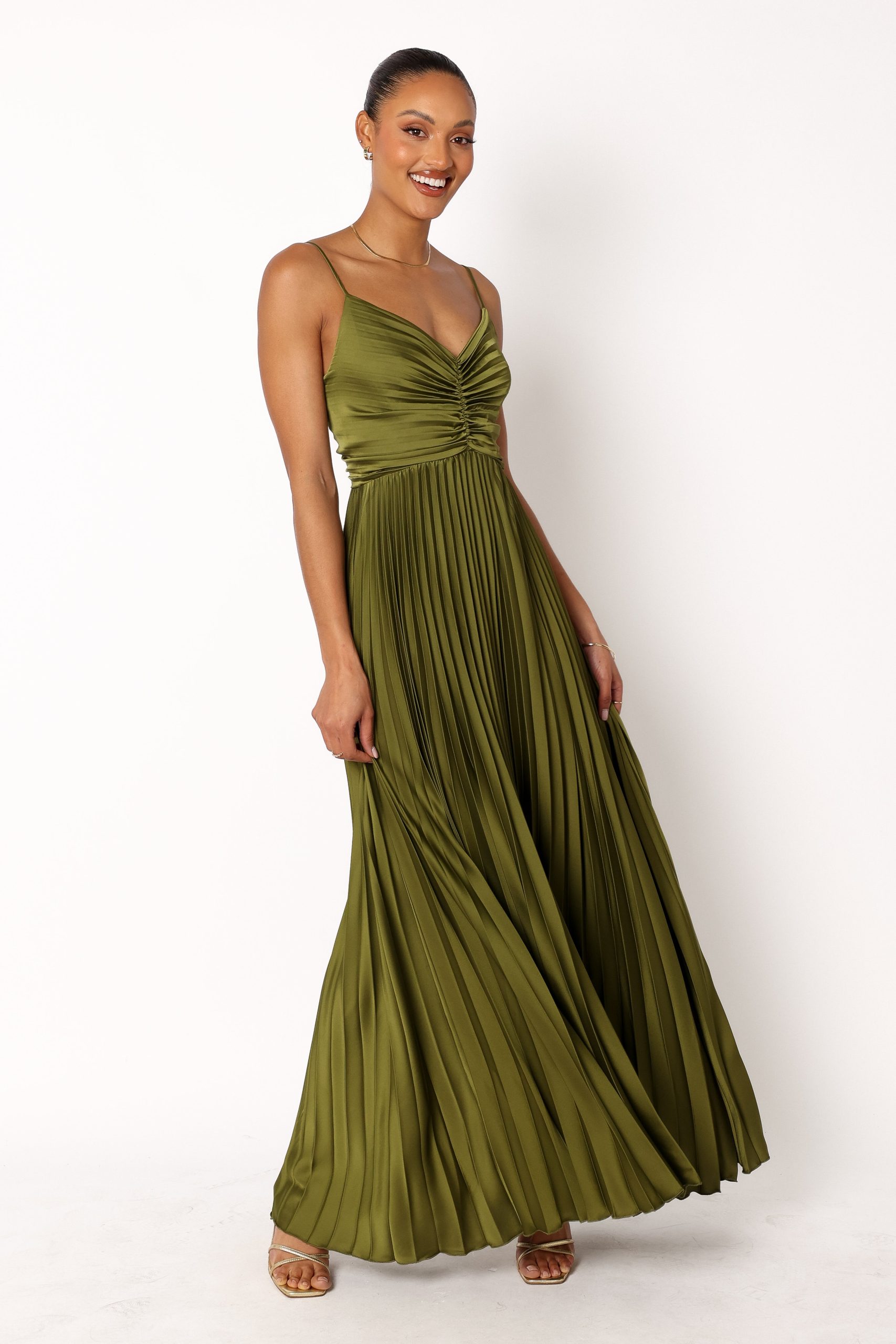 Naira Pleated Maxi Dress - Palm Green - Image 2