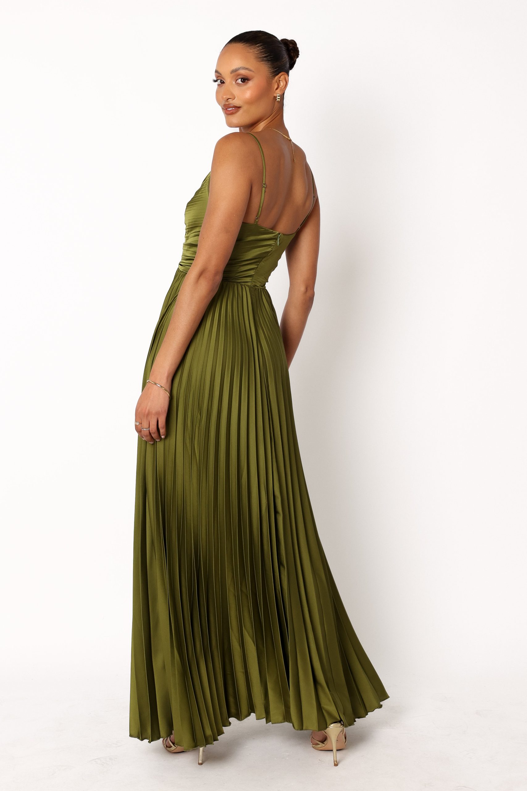 Naira Pleated Maxi Dress - Palm Green - Image 4