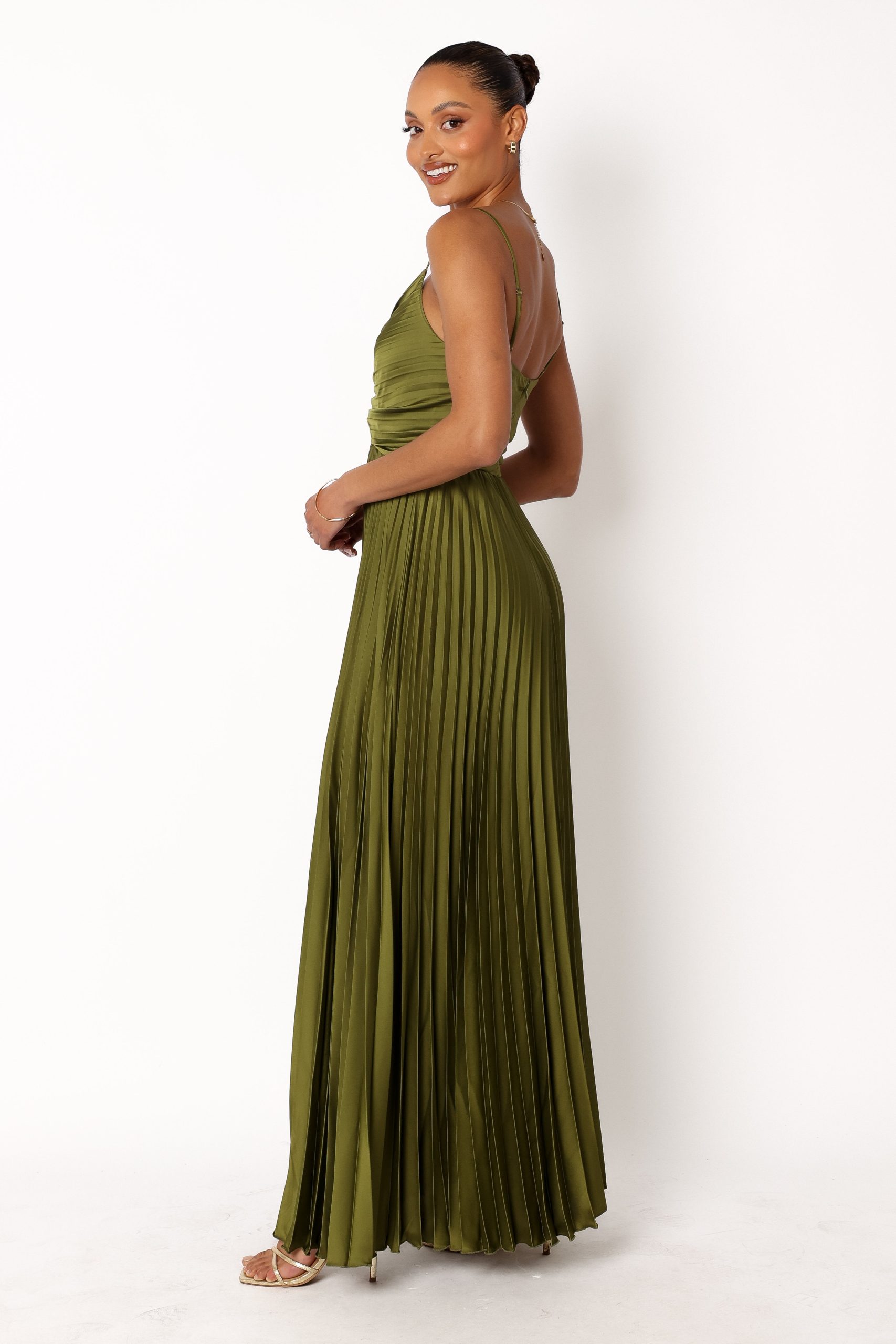Naira Pleated Maxi Dress - Palm Green - Image 3