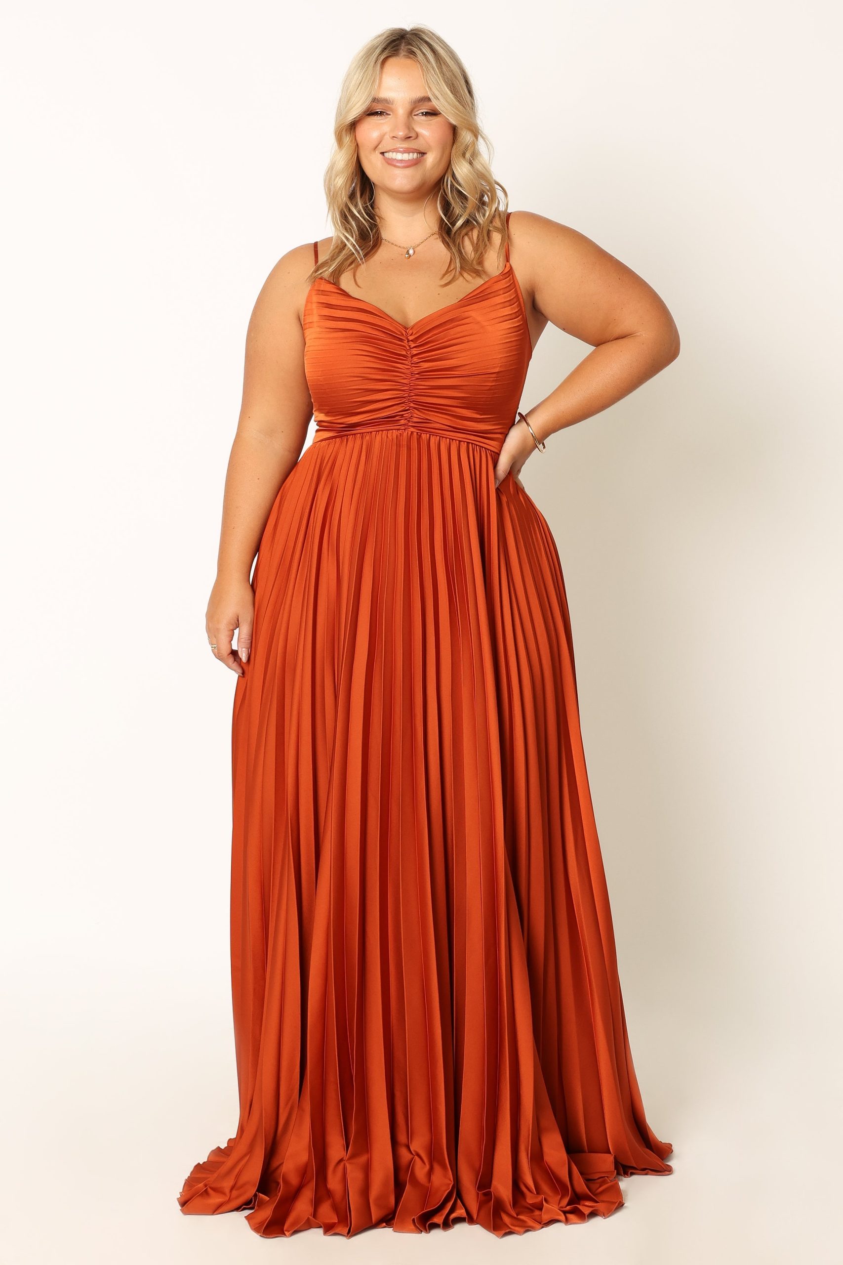 Naira Pleated Maxi Dress - Sunset Orange - Image 3