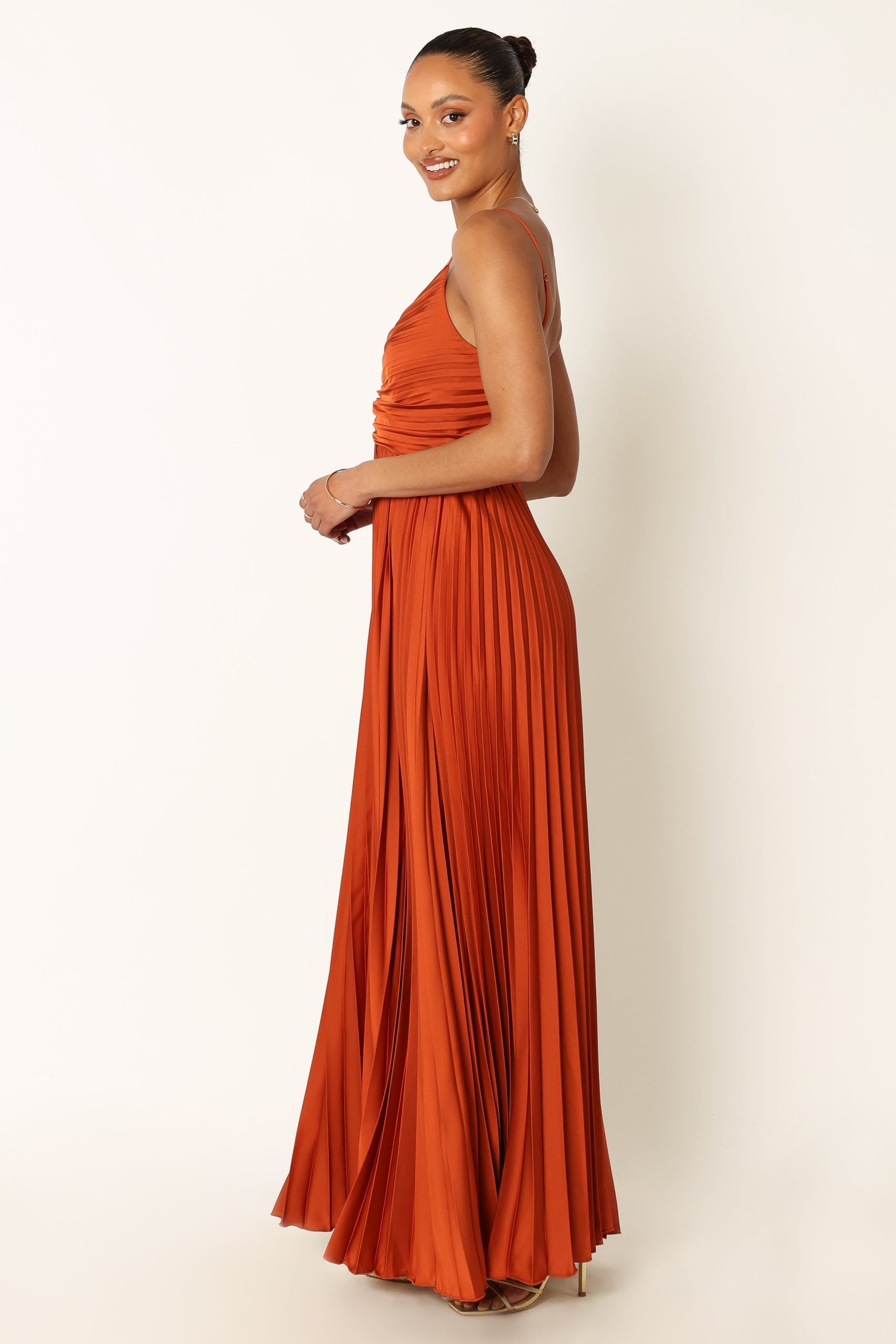 Naira Pleated Maxi Dress - Sunset Orange - Image 5