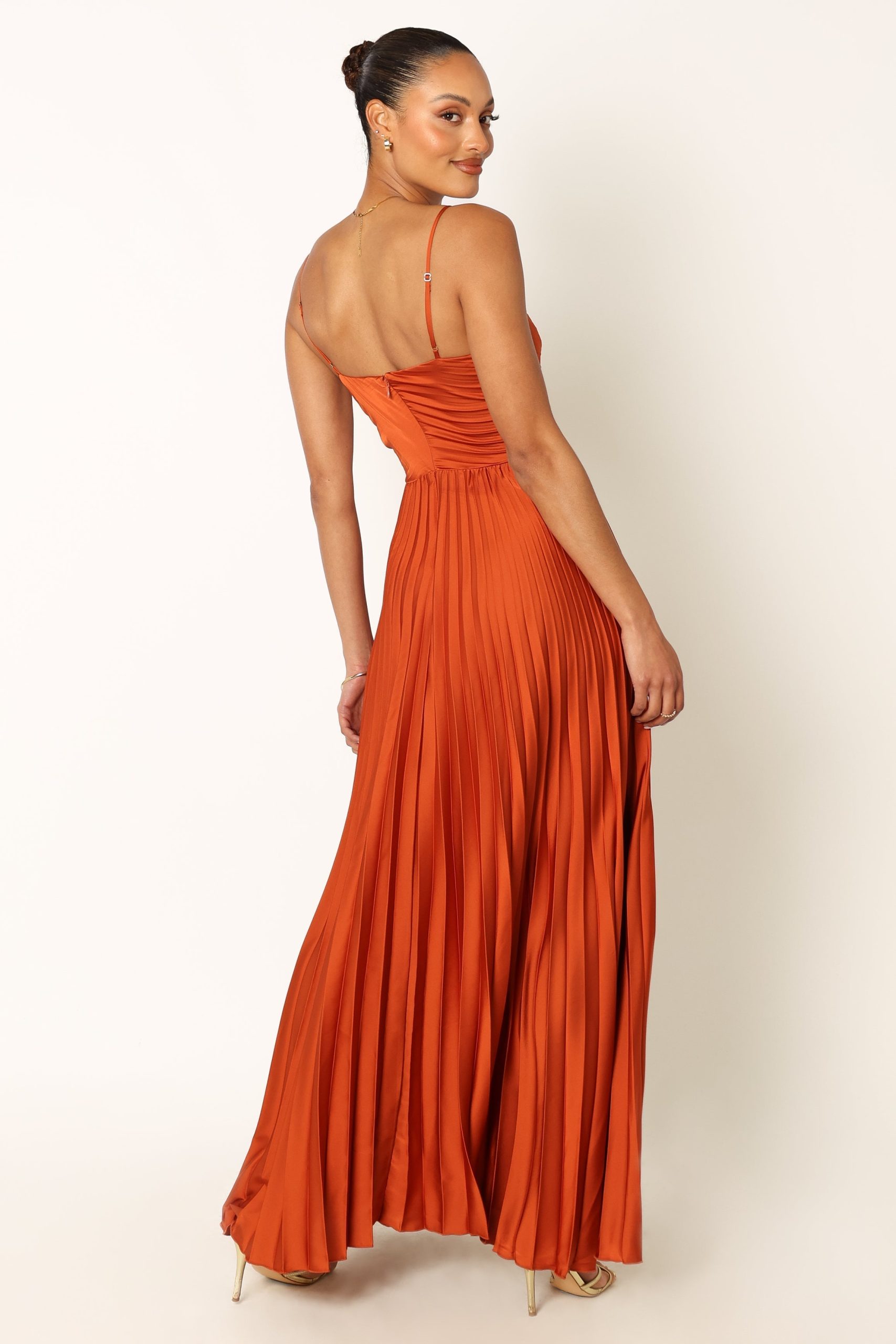 Naira Pleated Maxi Dress - Sunset Orange - Image 6