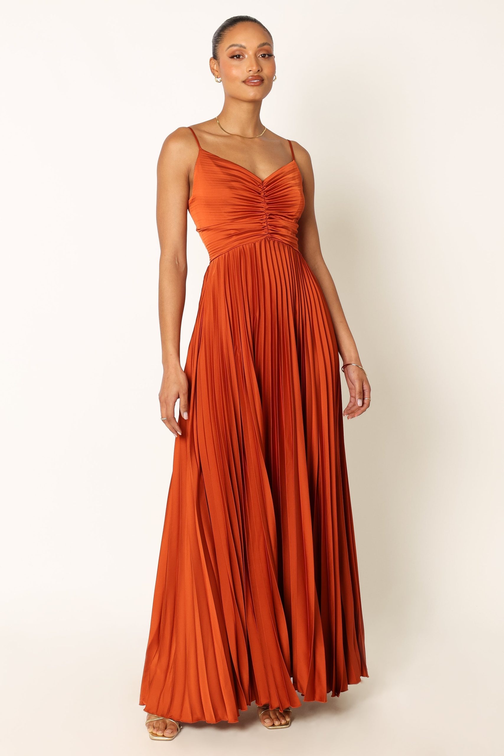 Naira Pleated Maxi Dress - Sunset Orange - Image 2