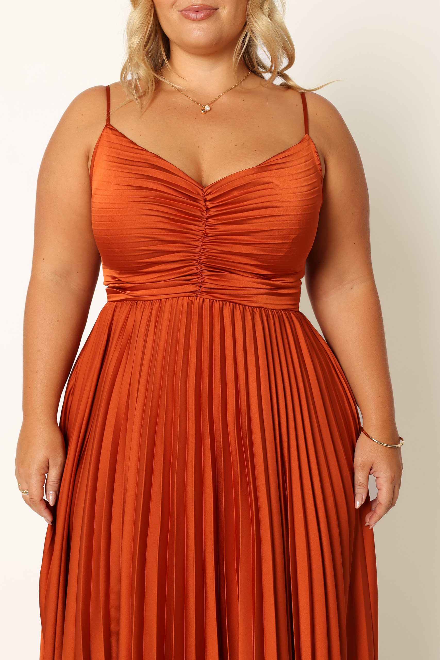 Naira Pleated Maxi Dress - Sunset Orange - Image 9