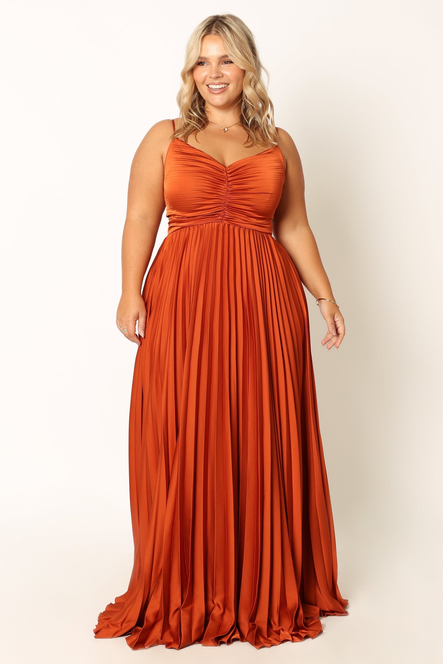 Naira Pleated Maxi Dress - Sunset Orange - Image 10