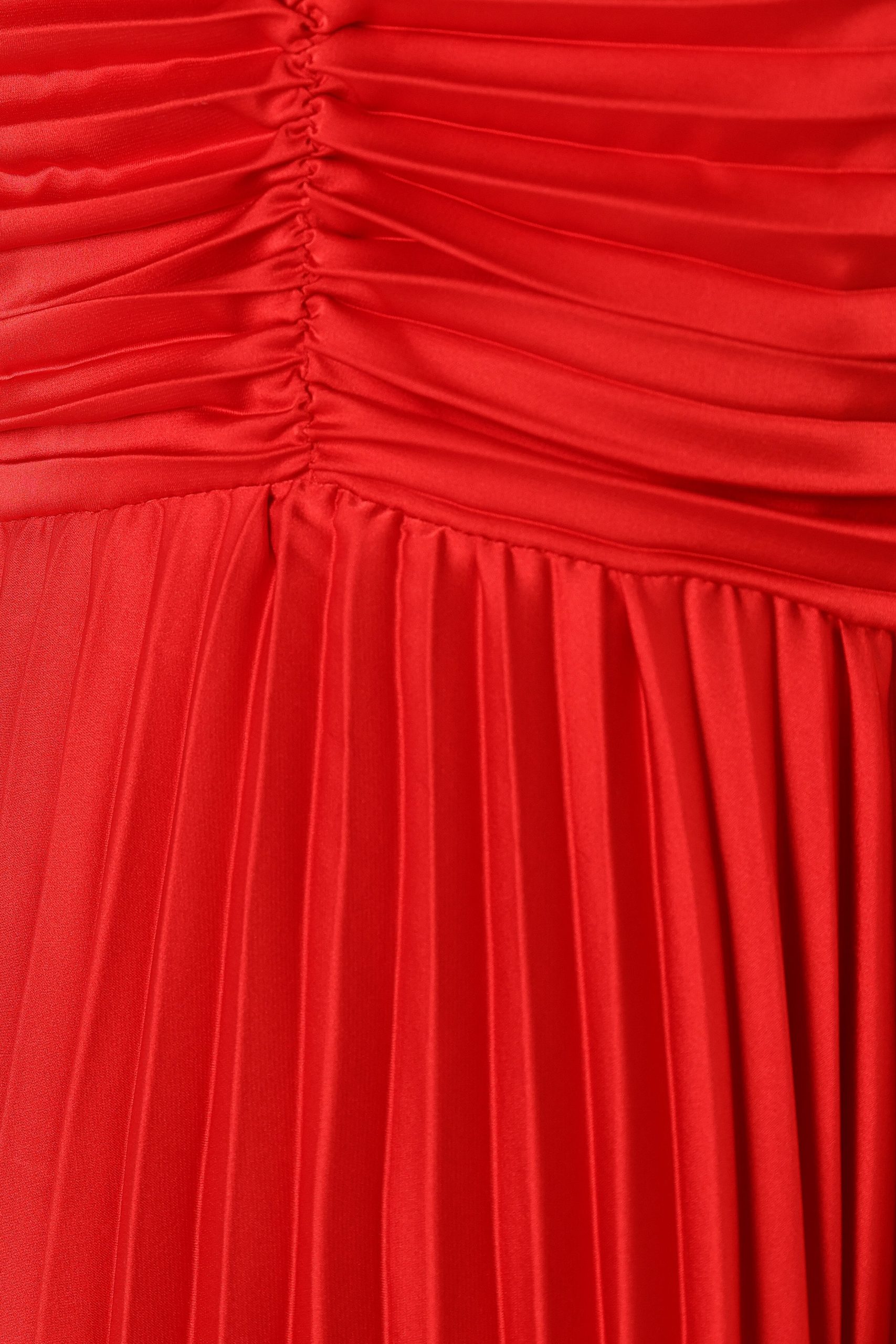 Naira Pleated Midi Dress - Red - Image 9