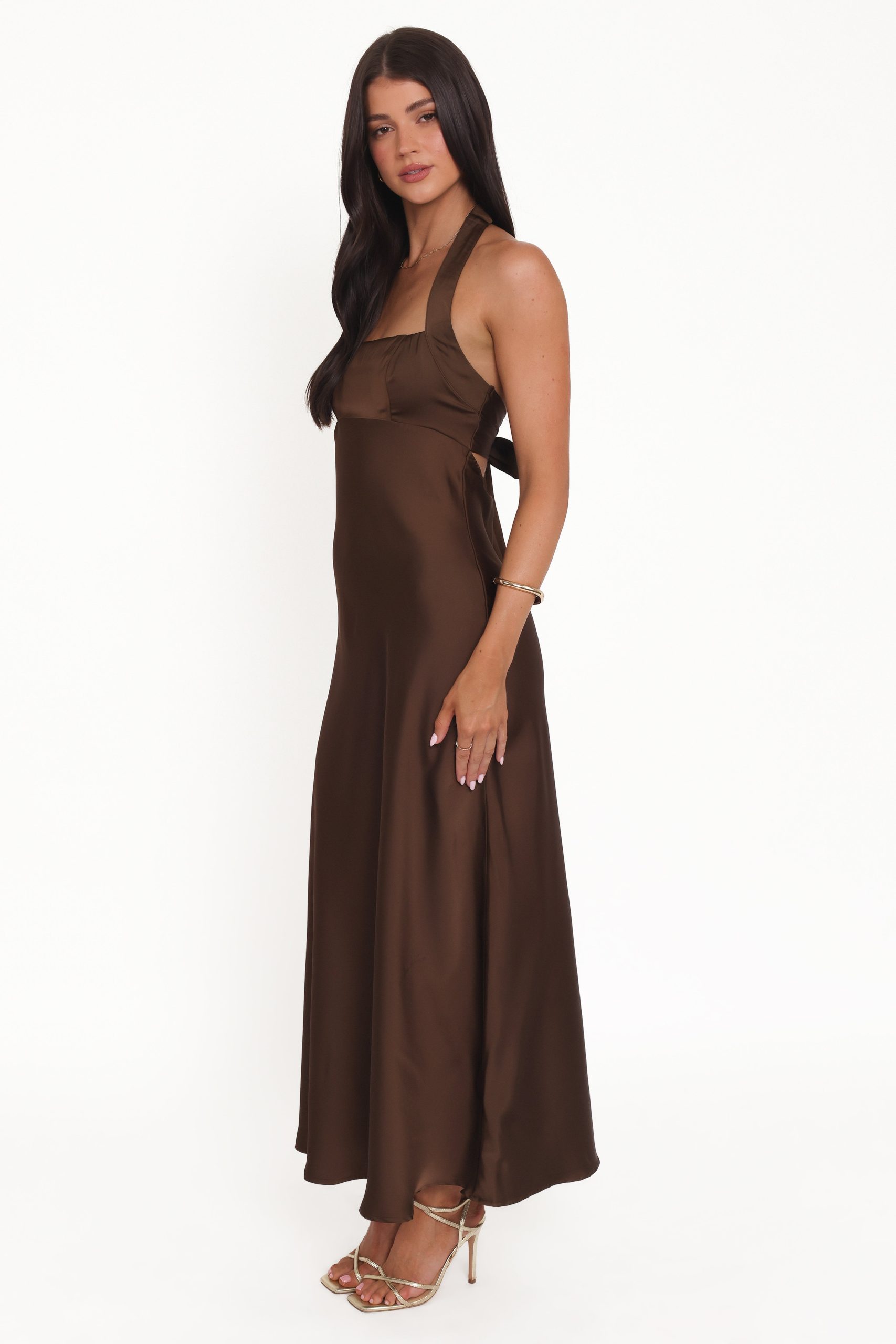 Nakita Halterneck Maxi Dress - Brown - Image 3