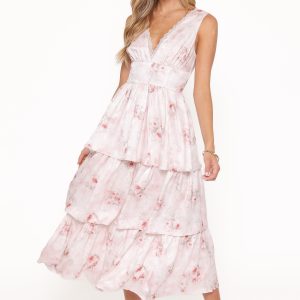 Natarsha Maxi Dress - White Pink Floral