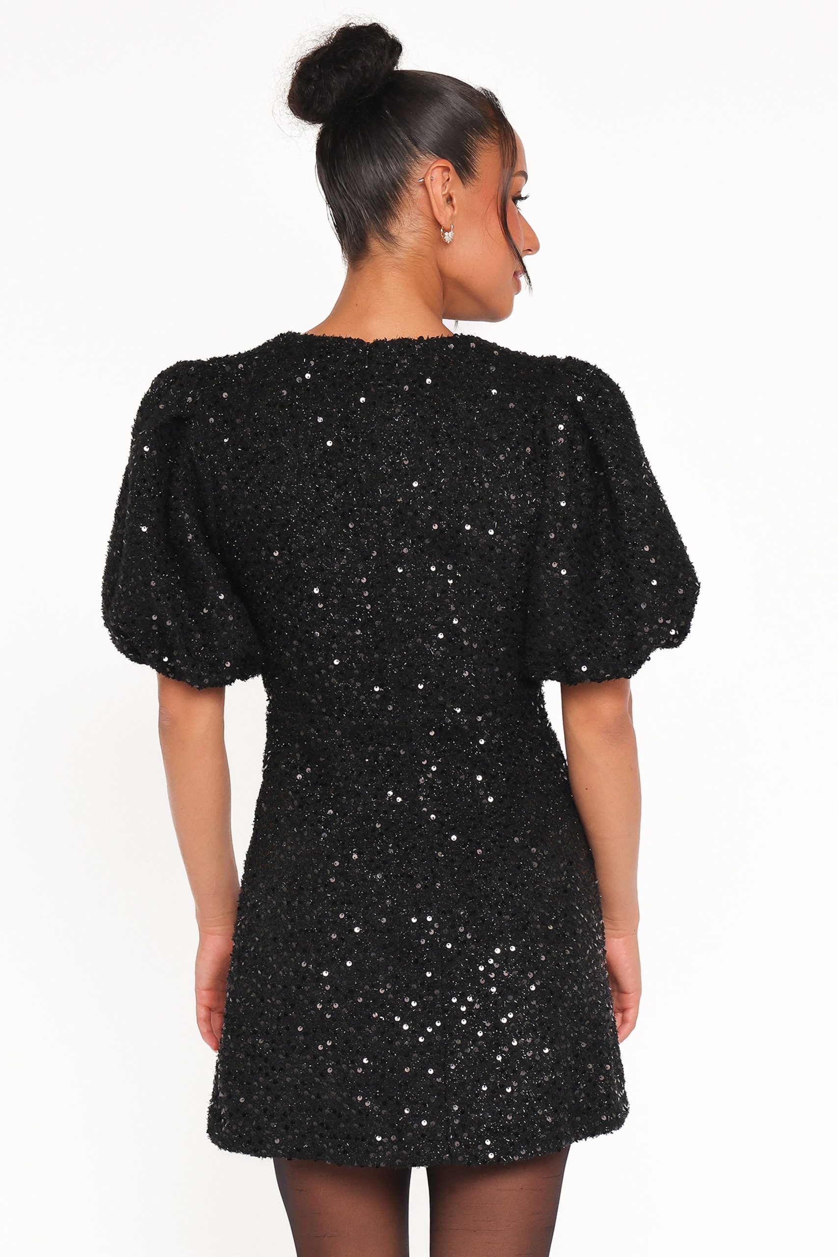 Natasha Boucle Mini Dress - Black - Image 5