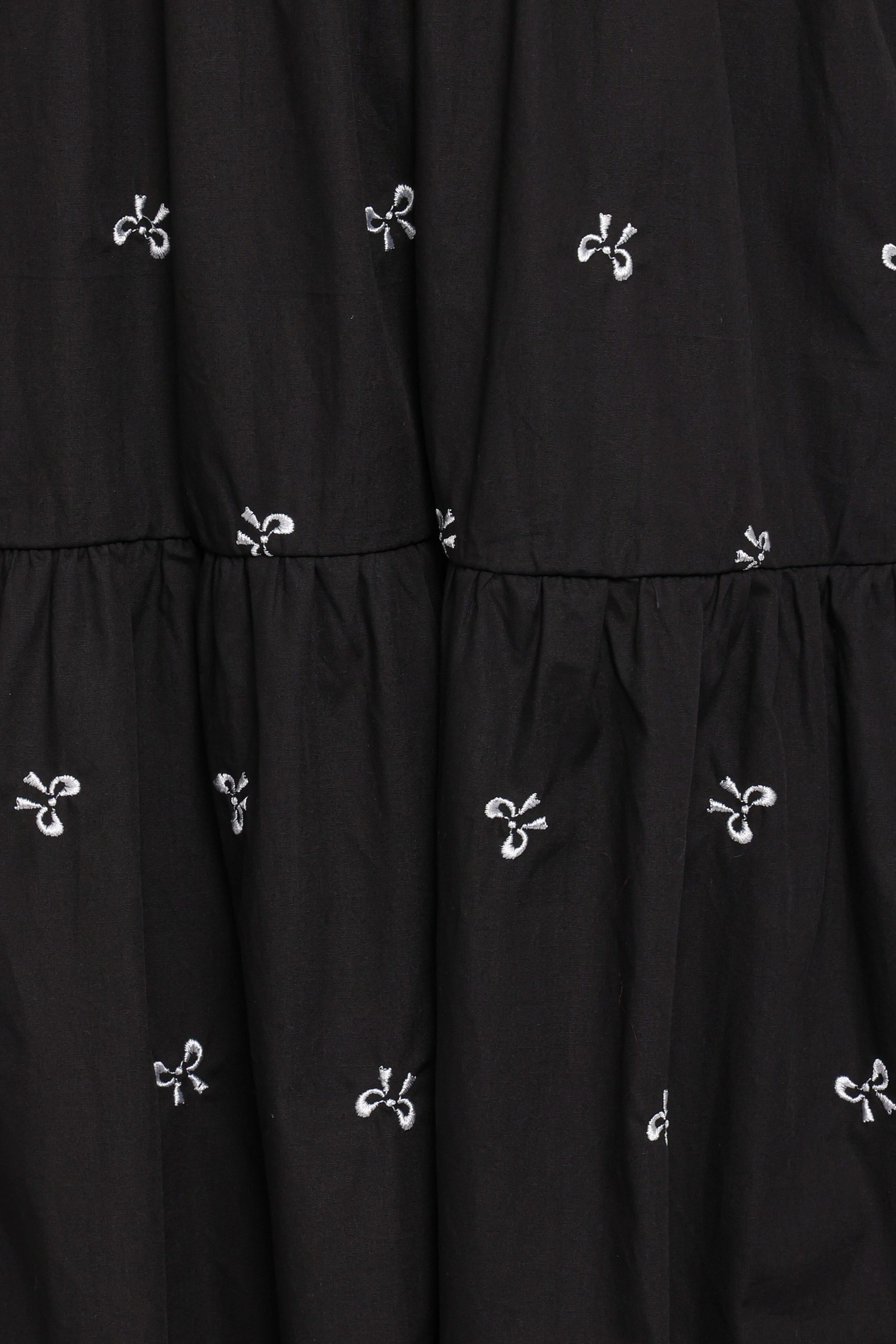 Naura Shirred Tiered Midi Dress - Black Bow - Image 7