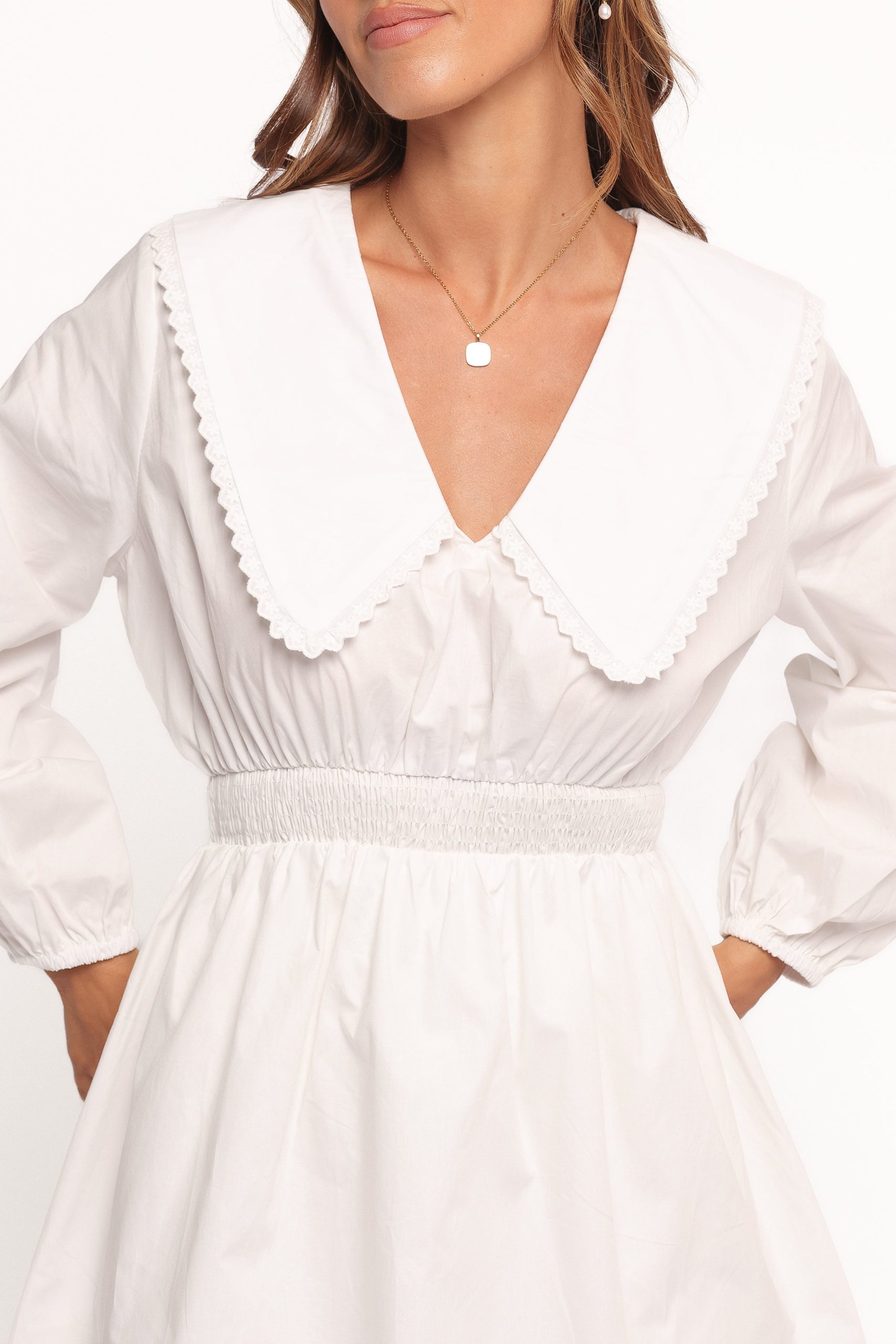 Nerida Long Sleeve Mini Dress - White - Image 3