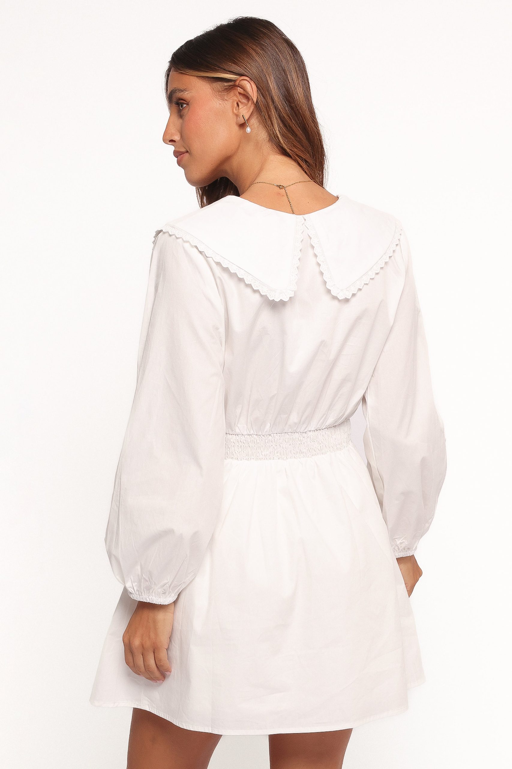 Nerida Long Sleeve Mini Dress - White - Image 5