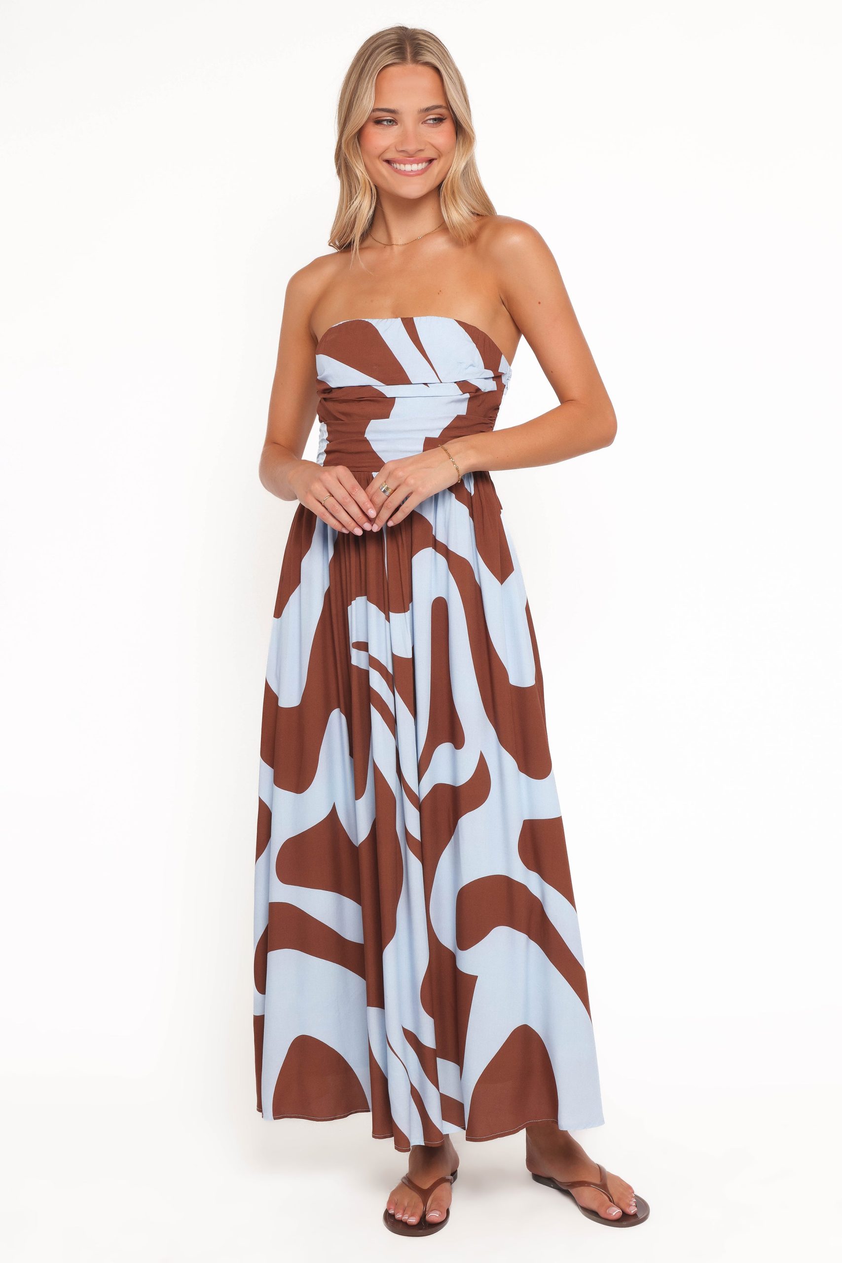 Nesta Maxi Dress - Brown/Blue - Image 2
