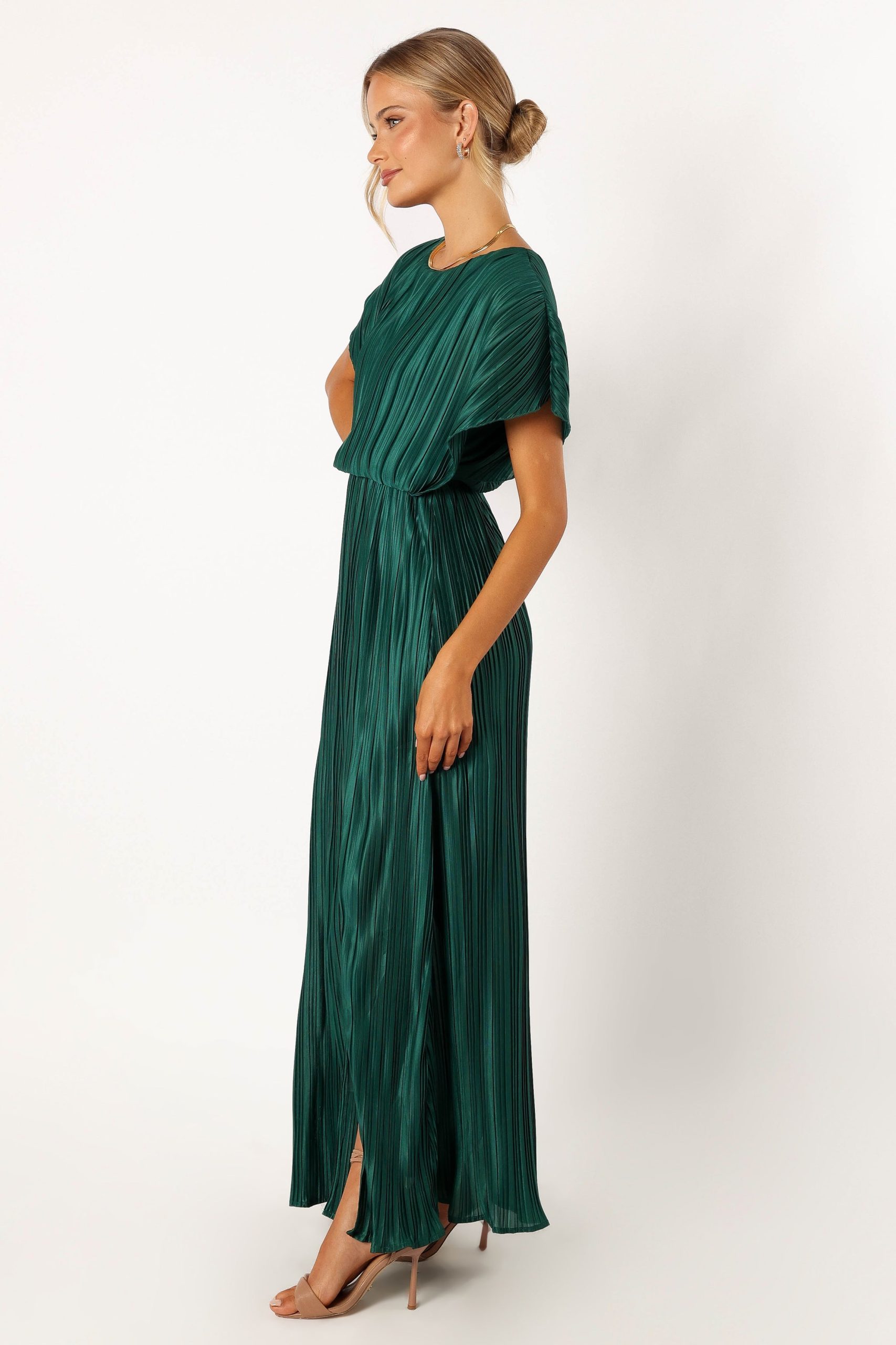 Neville Pleated Maxi Dress - Teal Green - Image 3
