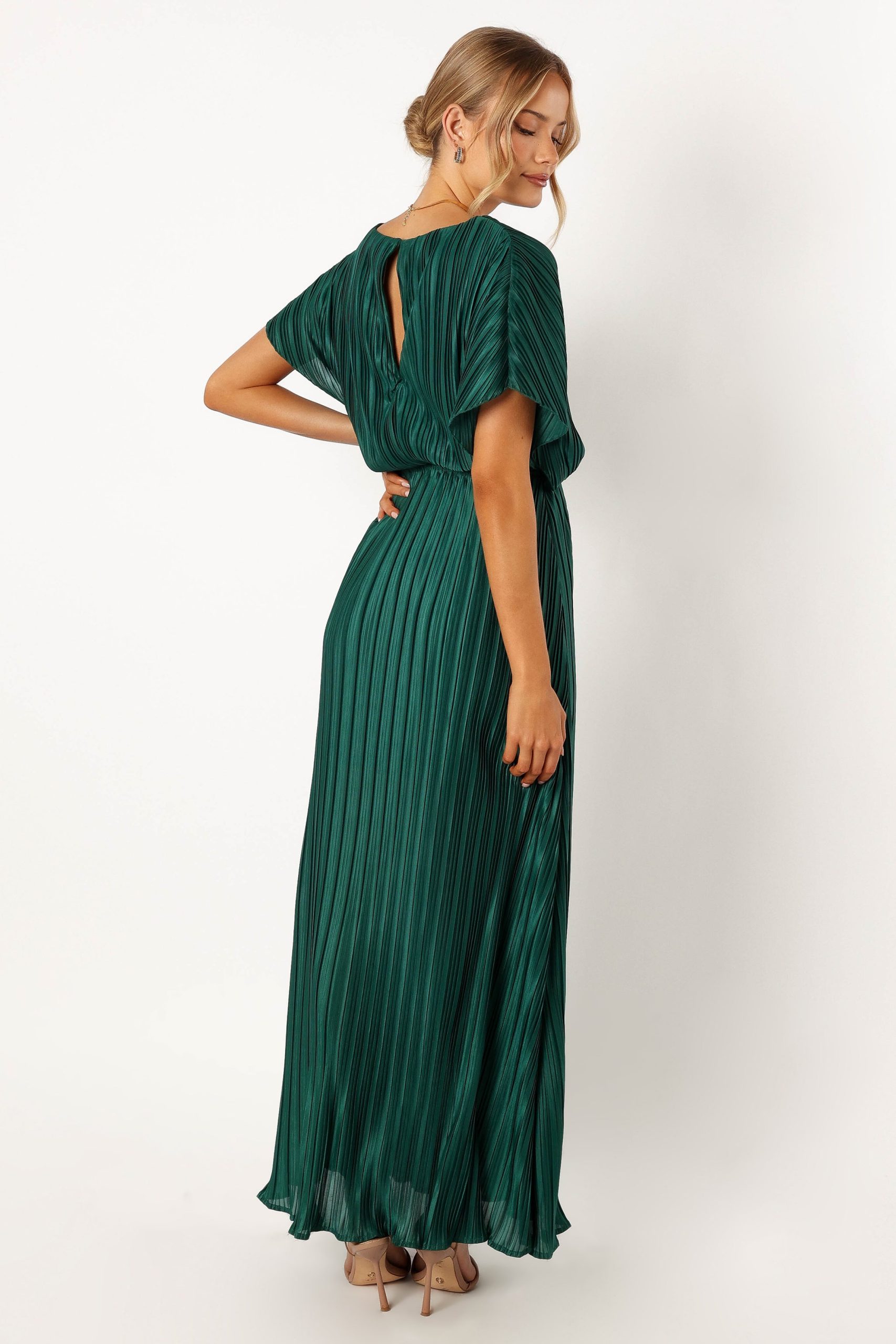 Neville Pleated Maxi Dress - Teal Green - Image 4