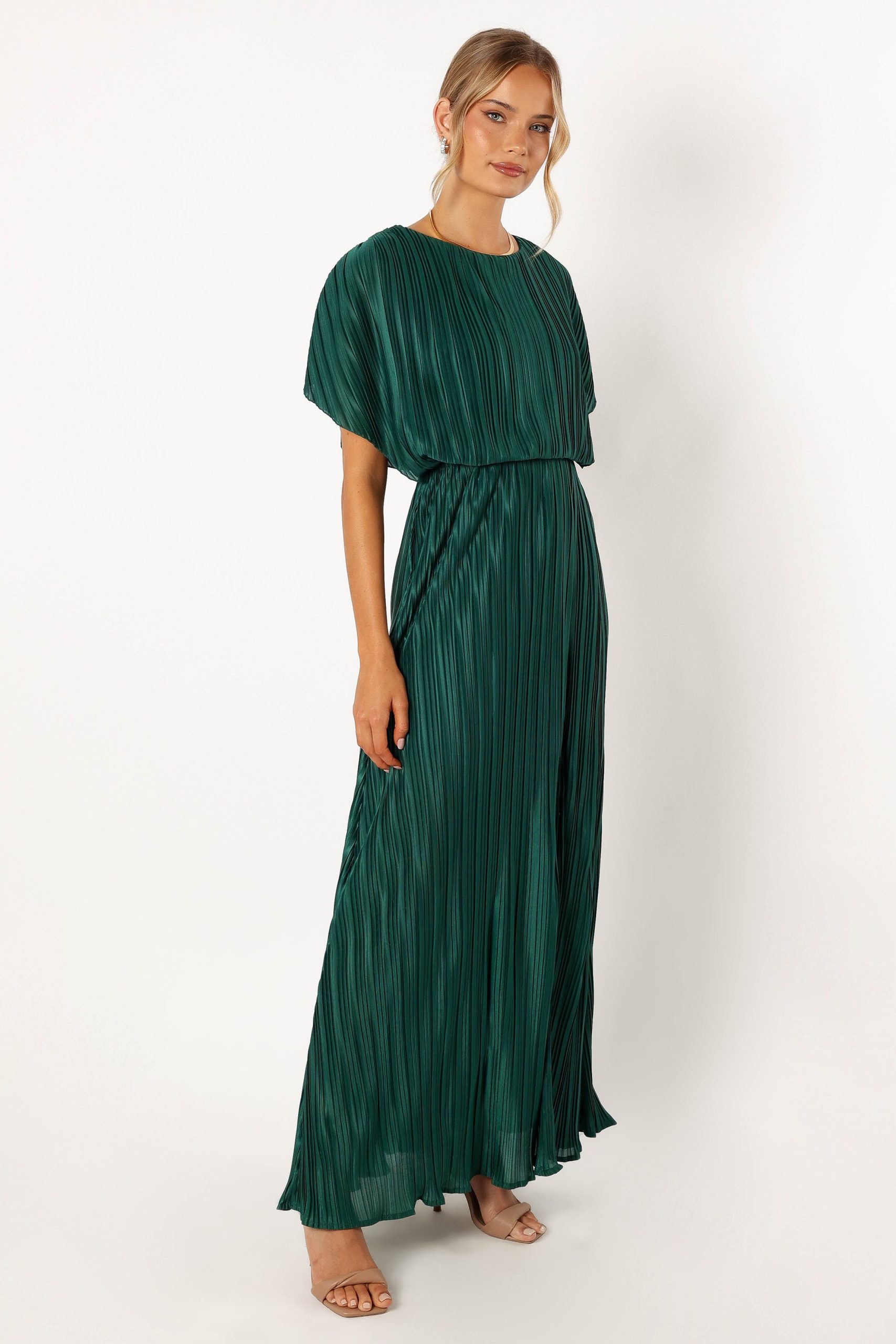 Neville Pleated Maxi Dress - Teal Green - Image 5