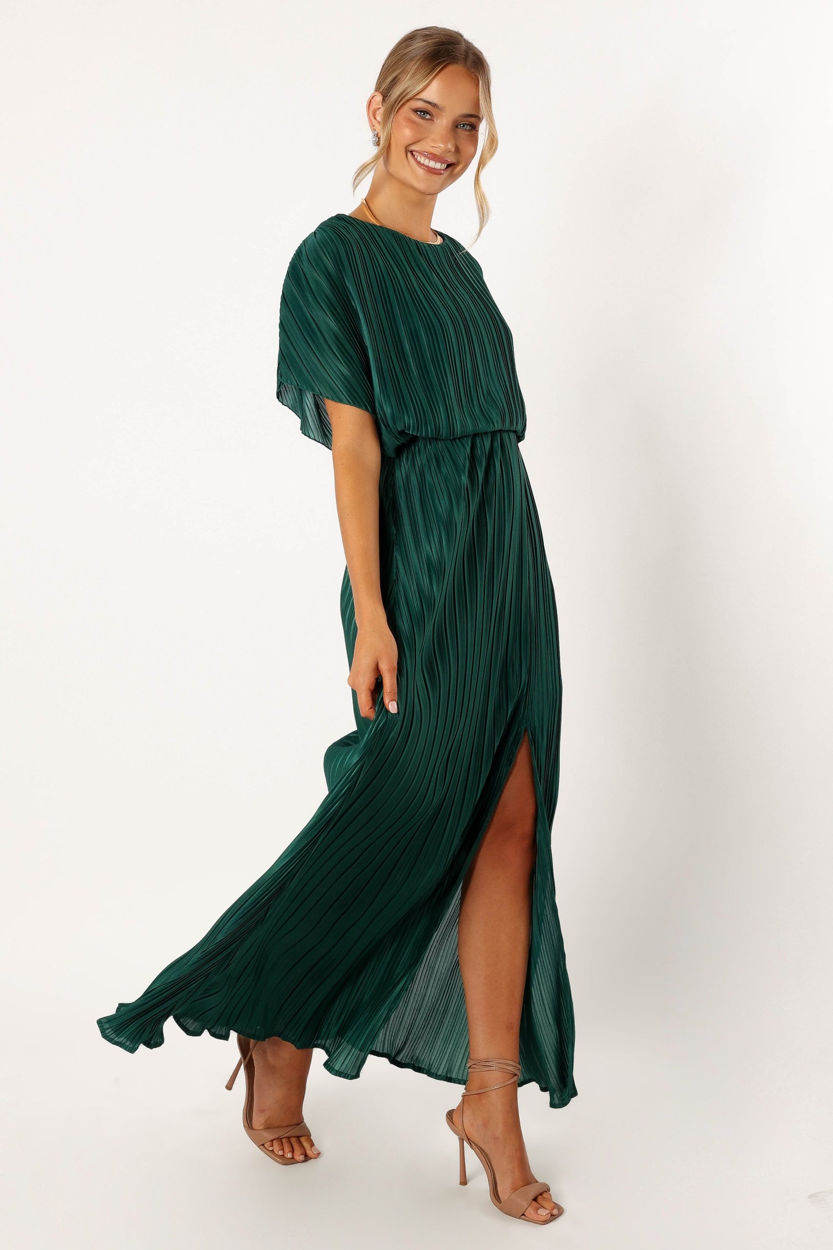 Neville Pleated Maxi Dress - Teal Green - Image 6