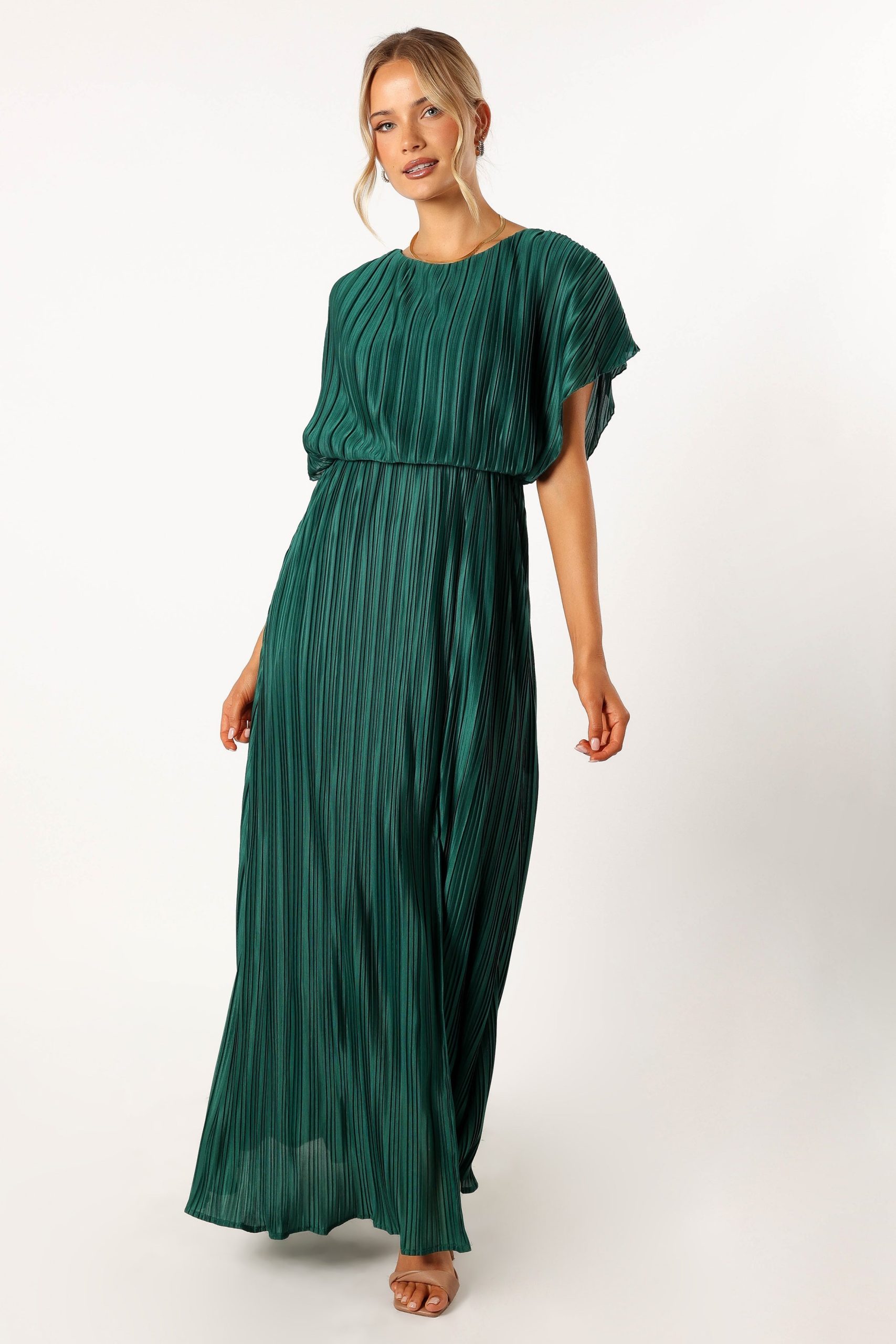 Neville Pleated Maxi Dress - Teal Green - Image 7