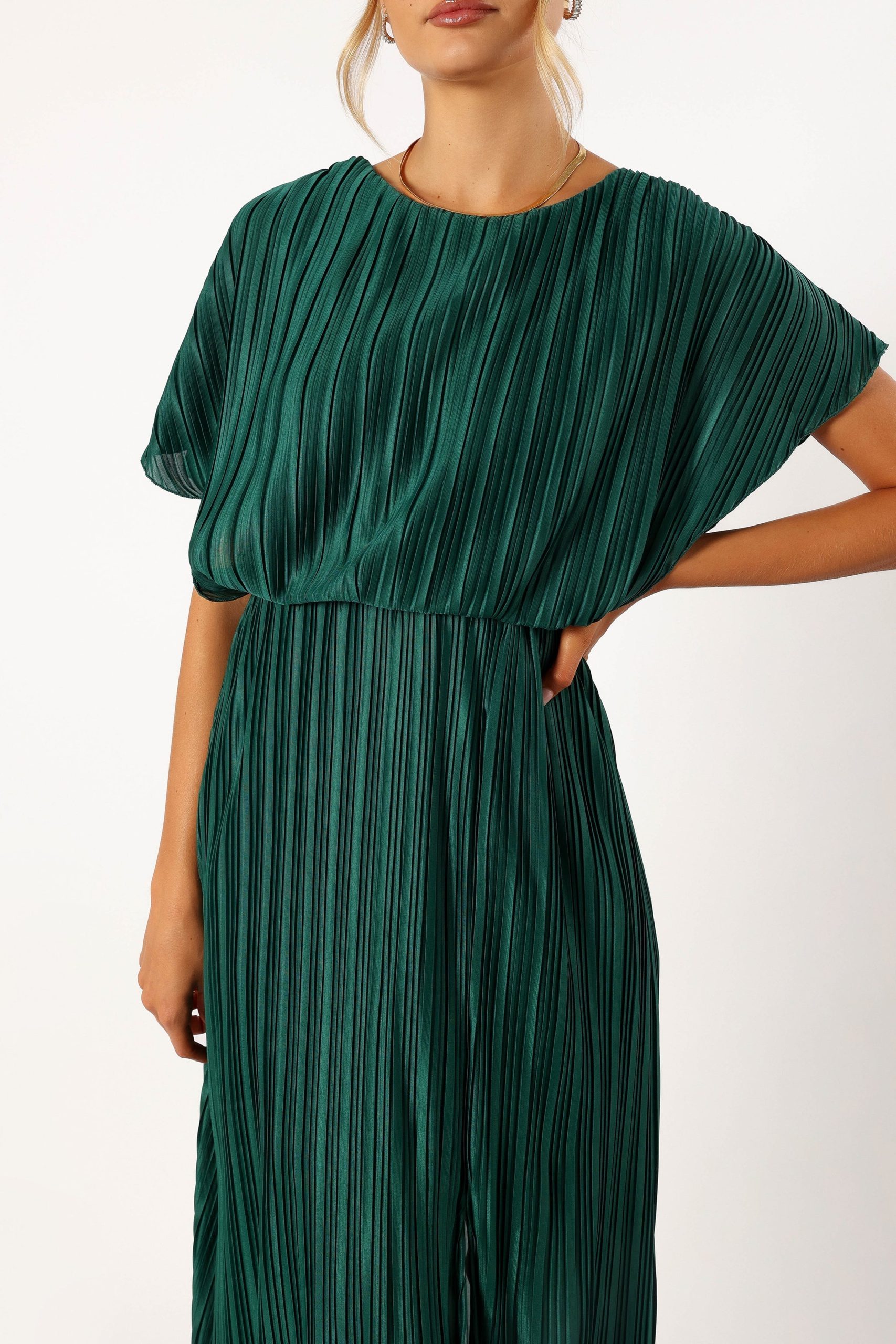 Neville Pleated Maxi Dress - Teal Green - Image 8