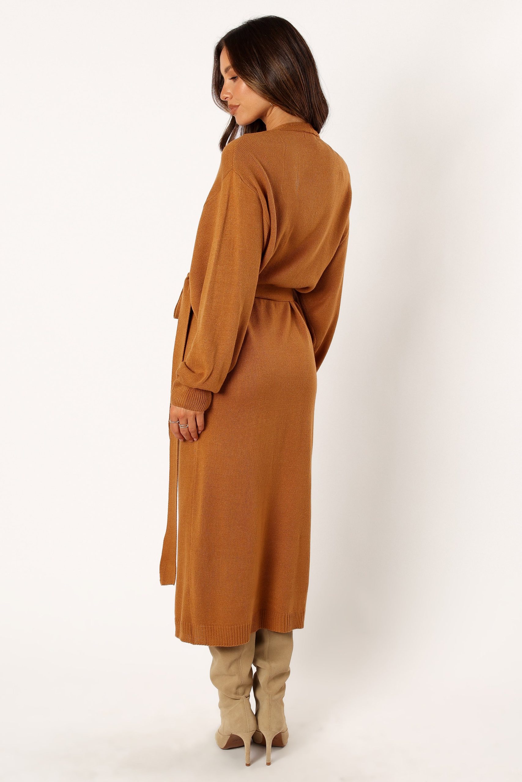 Nova Wrap Knit Midi Dress - Camel - Image 6