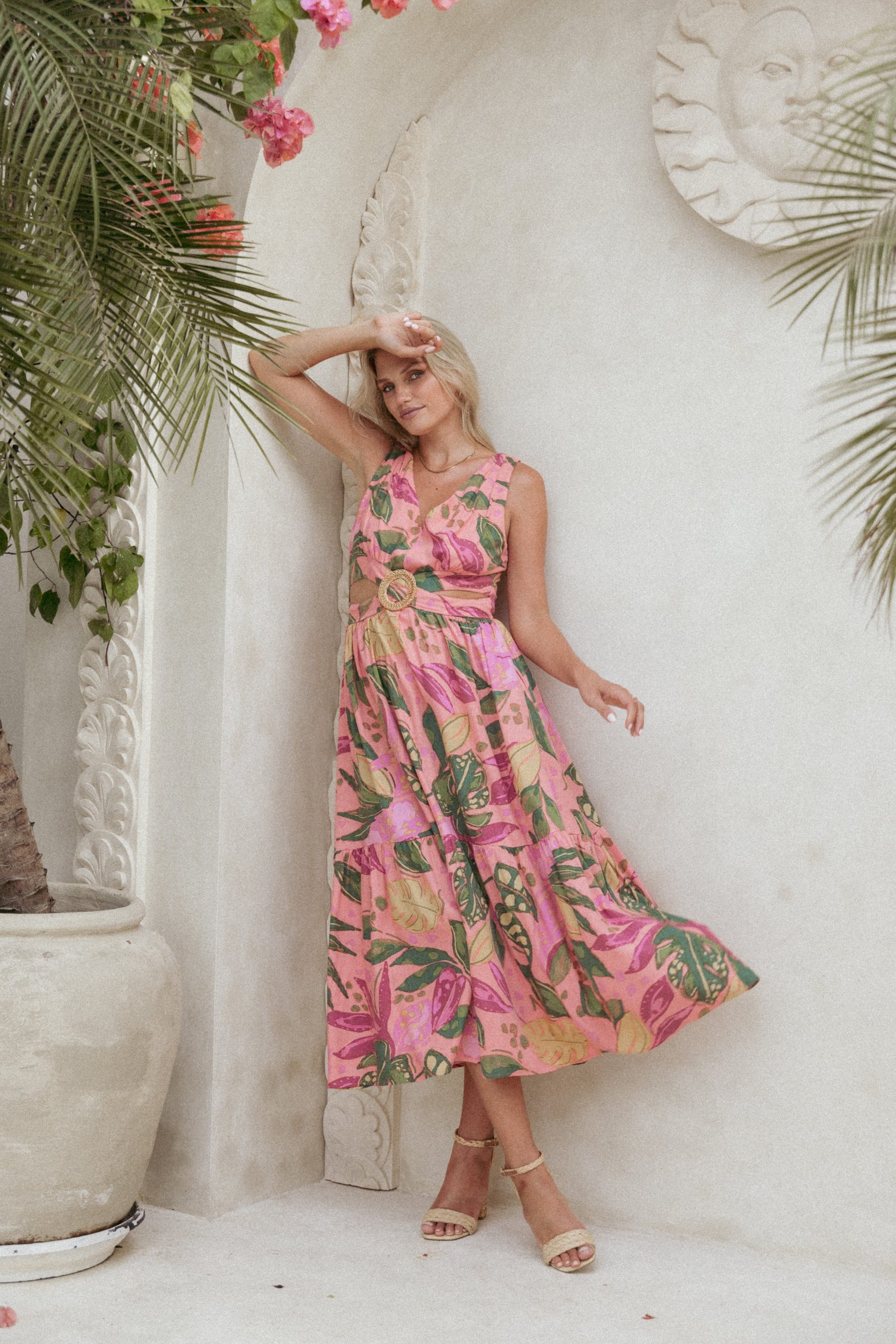 Oasis Midi Dress - Pink Rio - Image 9