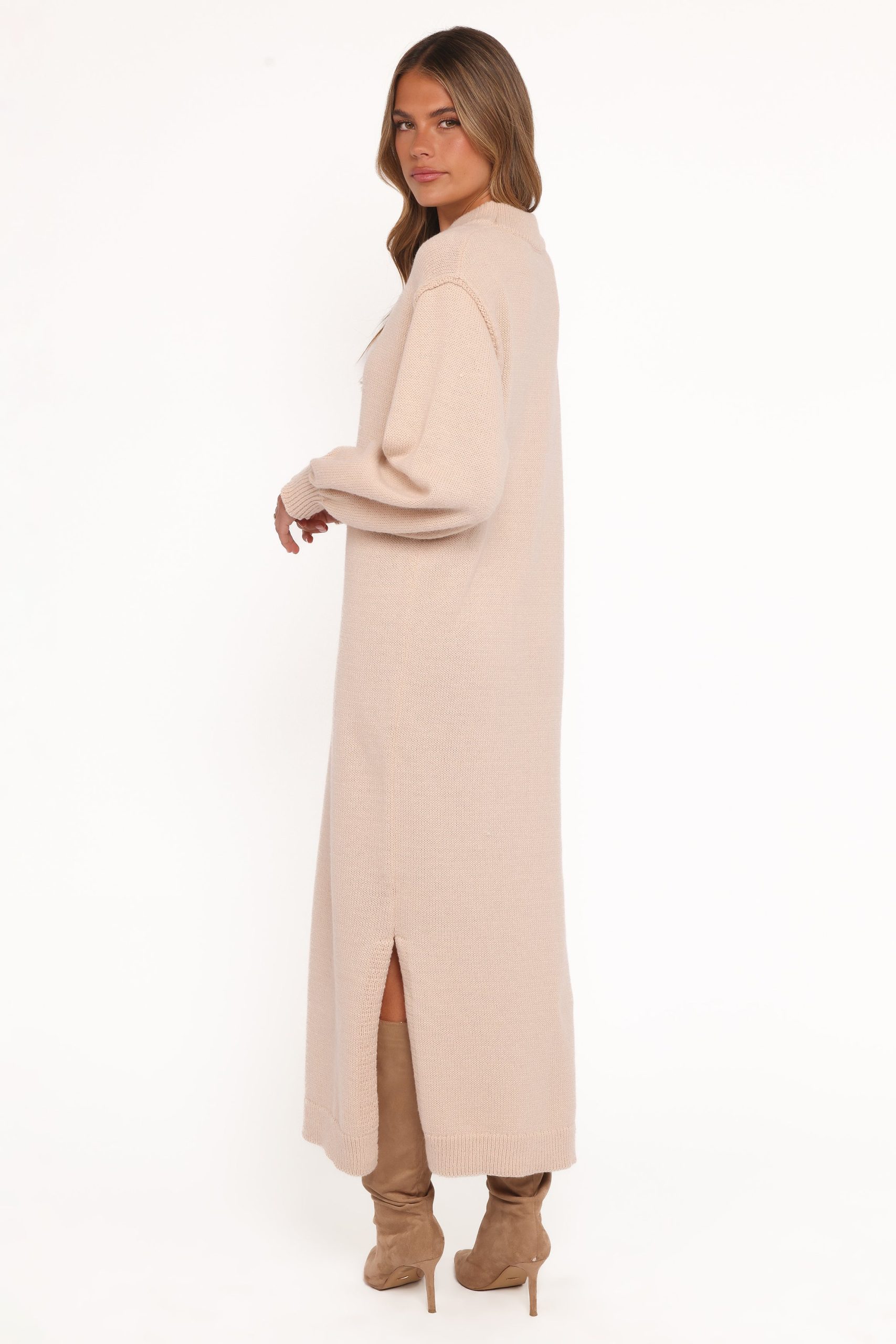 Odile Knit Midi Dress - Tan - Image 5