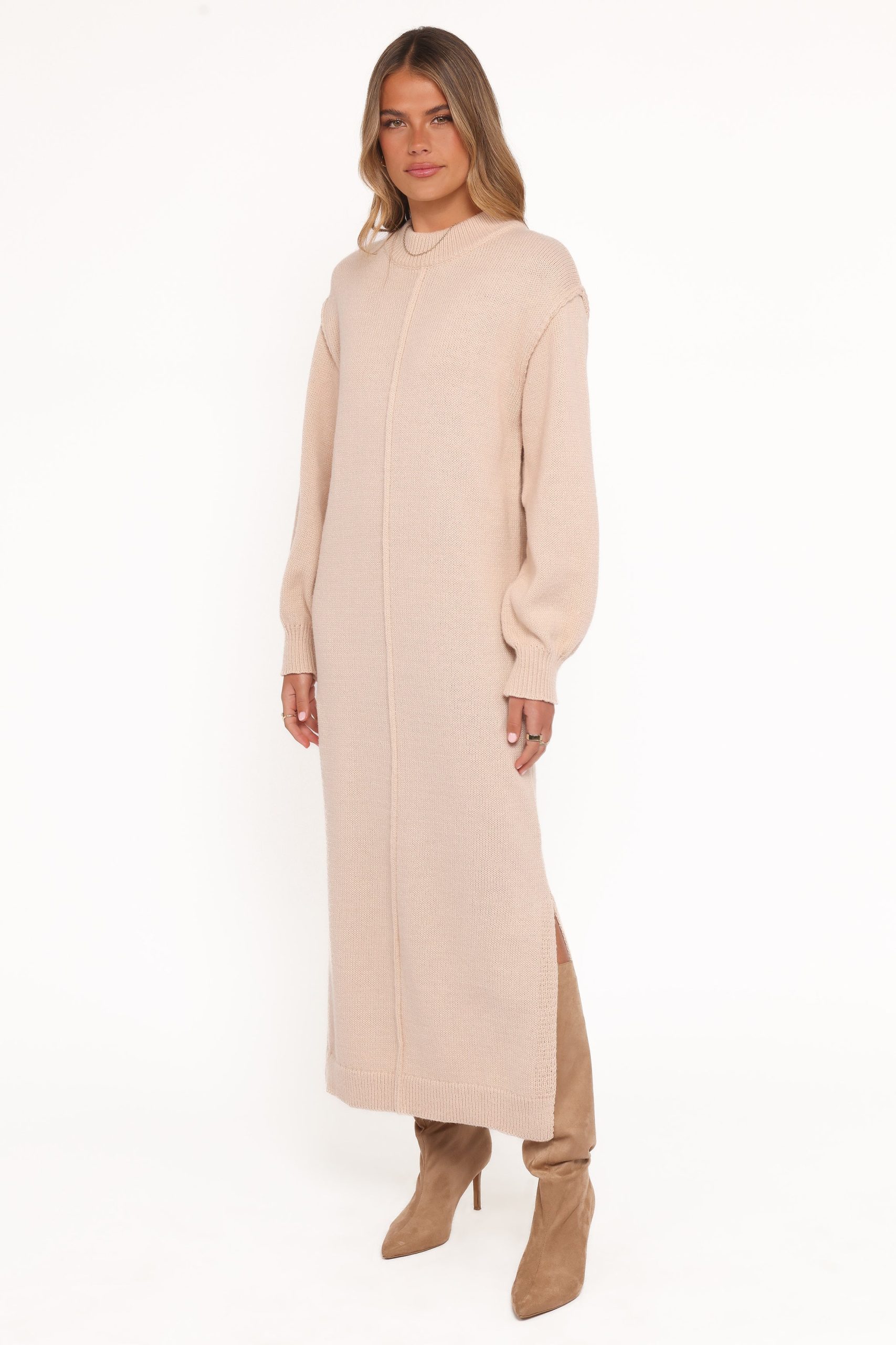 Odile Knit Midi Dress - Tan - Image 4