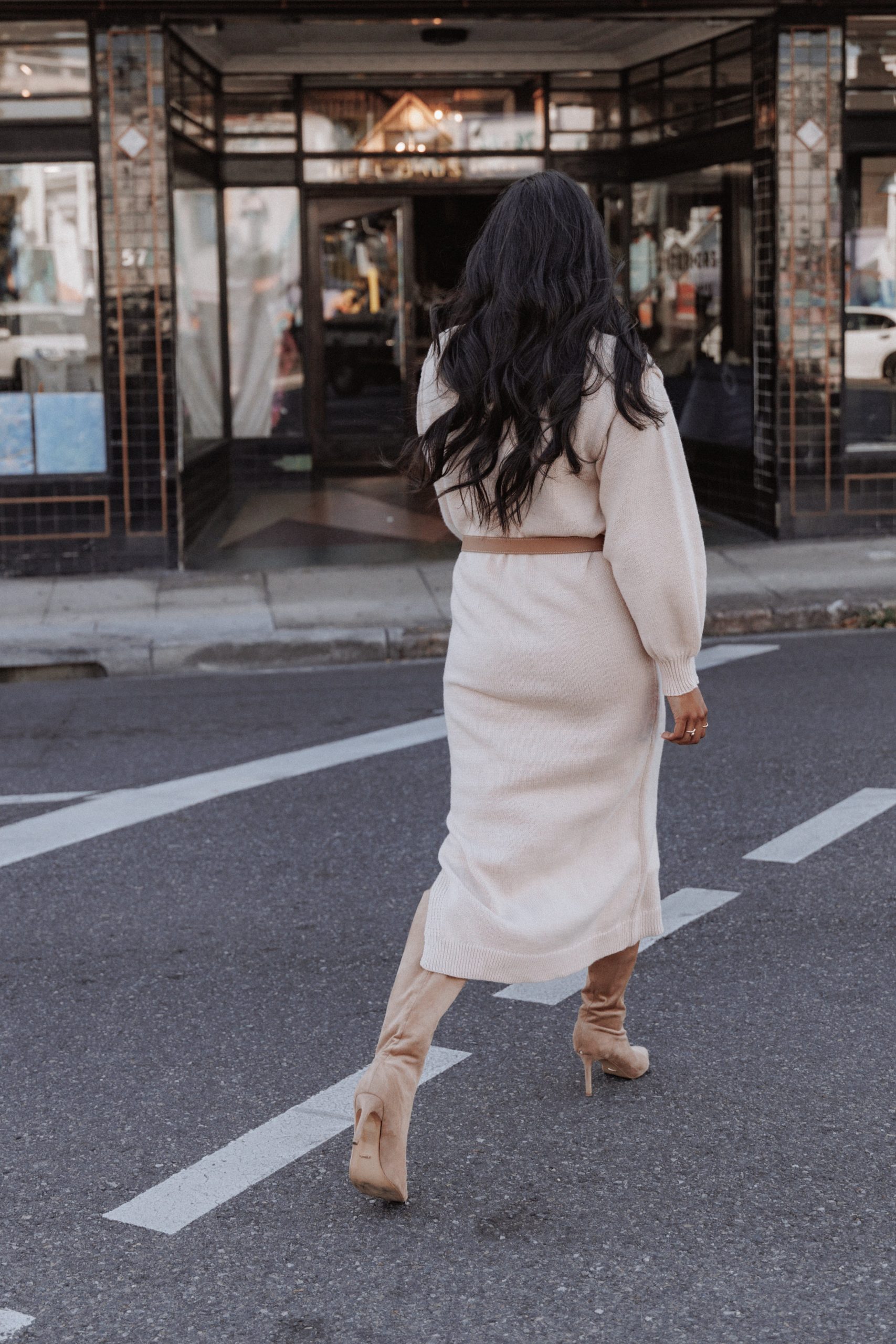 Odile Knit Midi Dress - Tan - Image 8
