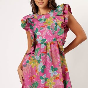 Odin Ruffle Mini Dress - Pearly Purple