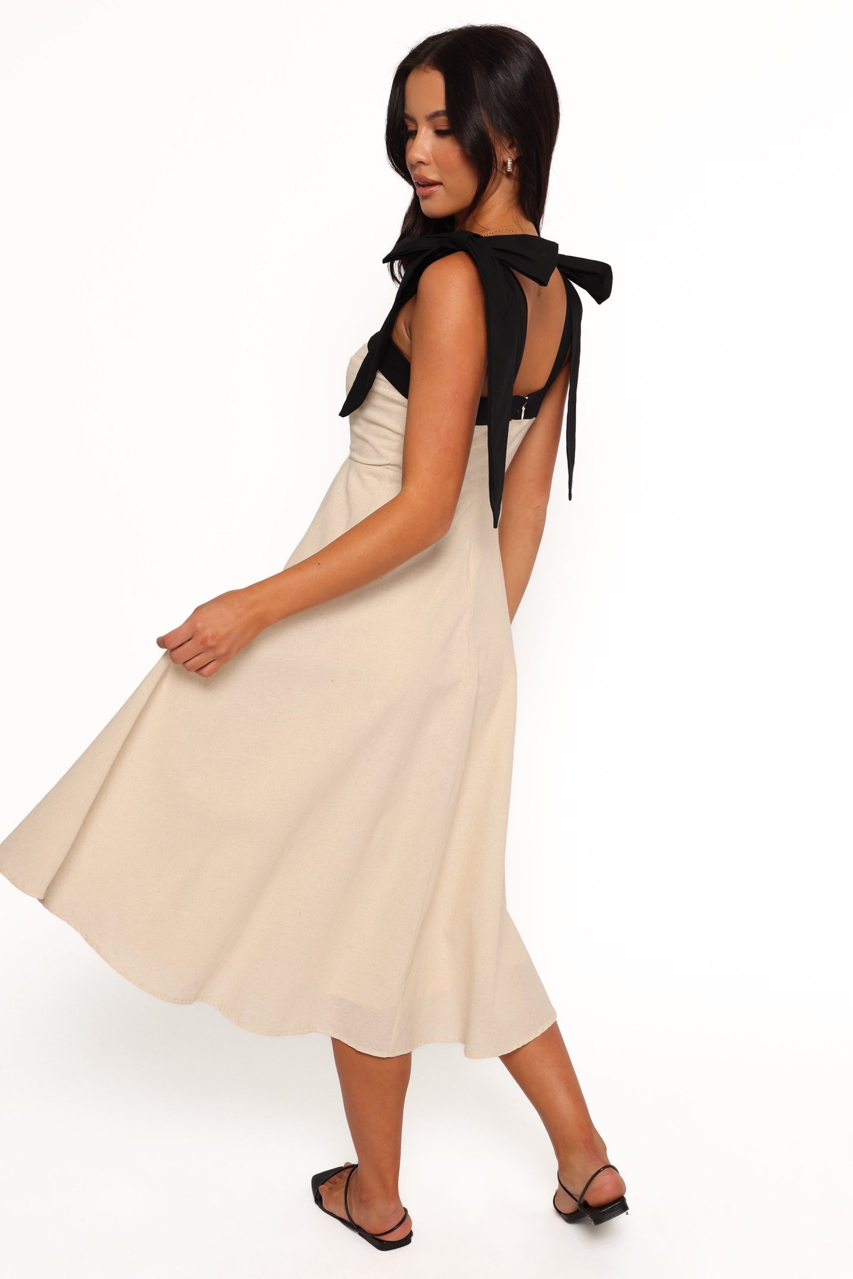 Olinda Midi Dress - Oatmeal Black - Image 4