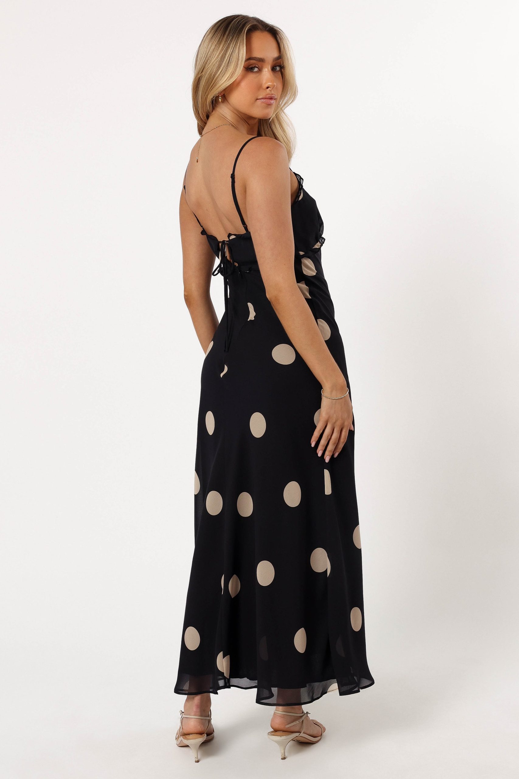 Ollie Midi Polka Dot Dress - Black/Cream - Image 3