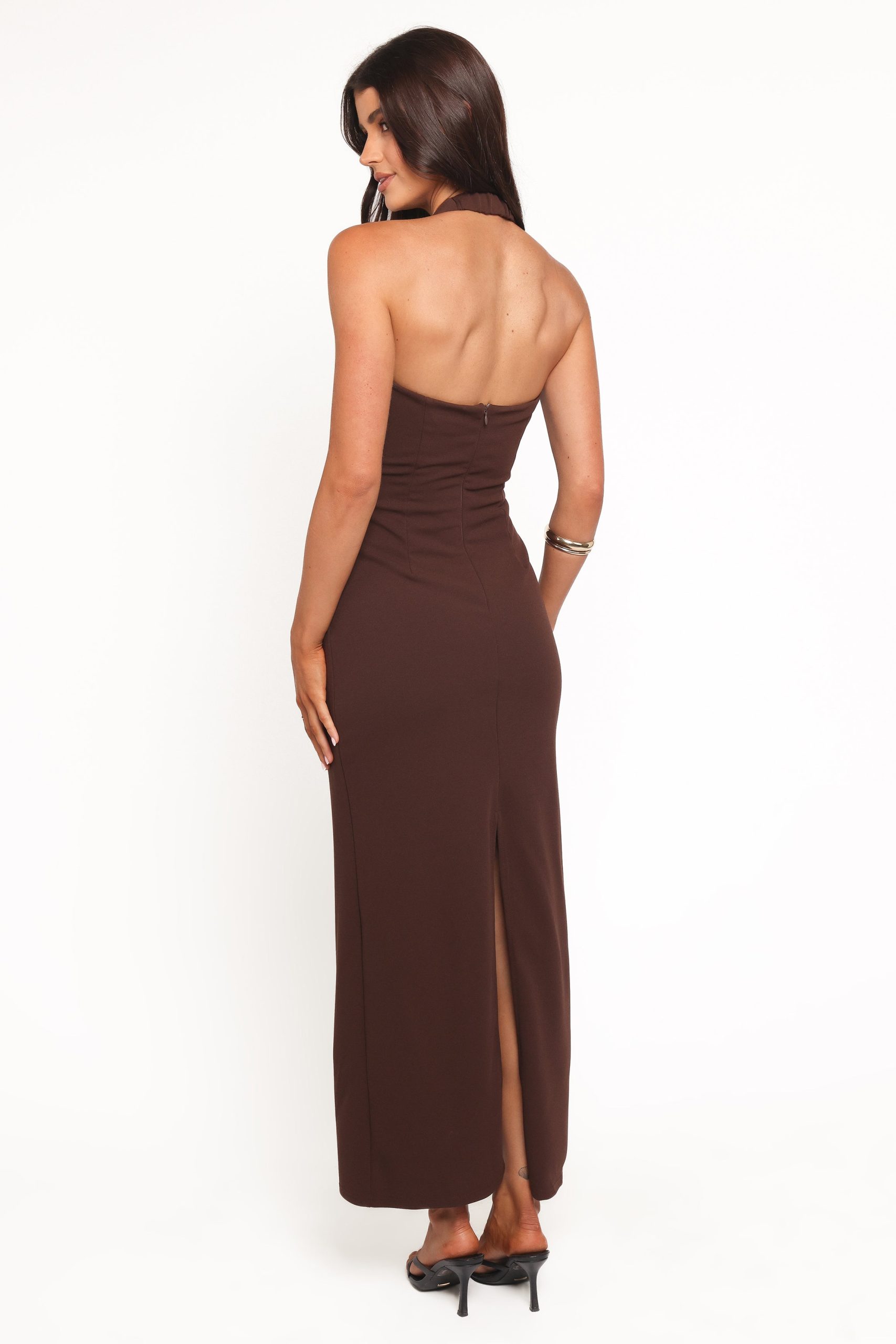 Ongelique Halterneck Maxi Dress - Brown - Image 4