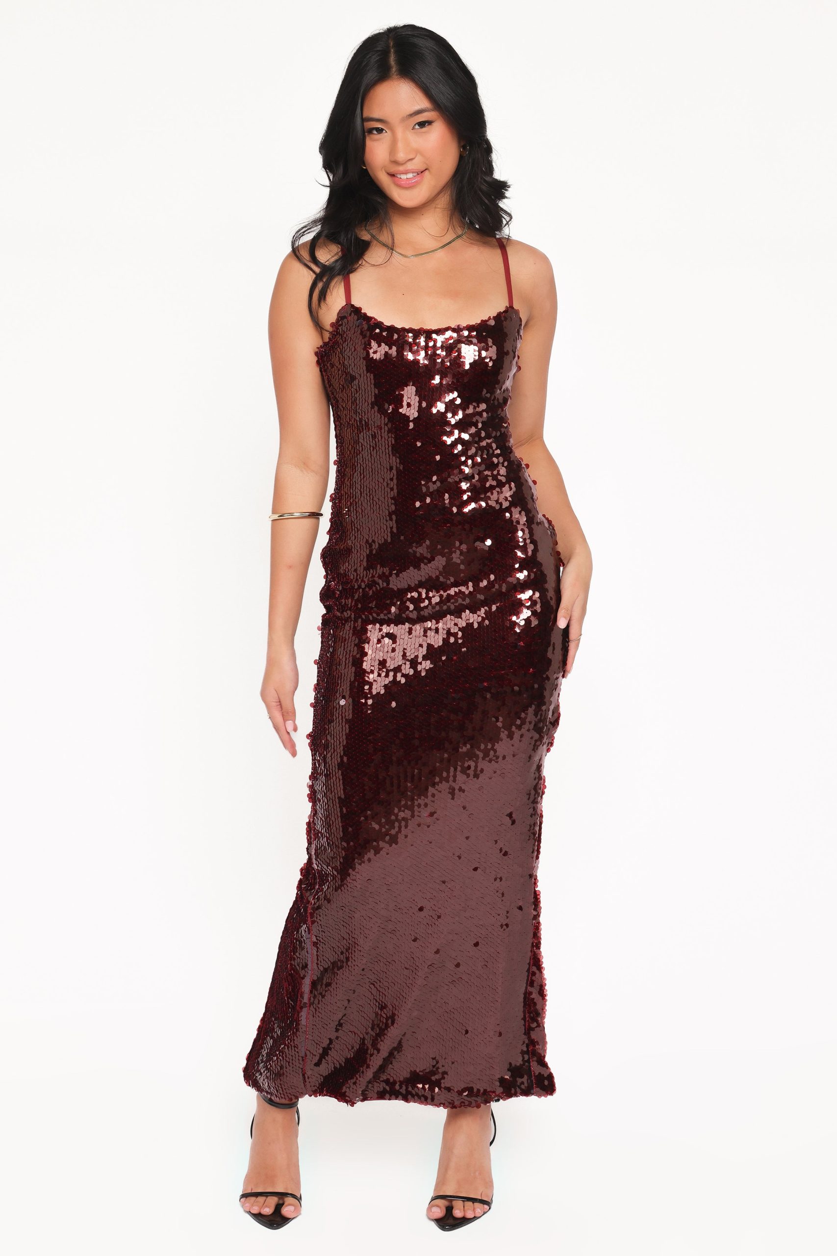 Orlena Sequin Midi Dress - Burgundy - Image 5