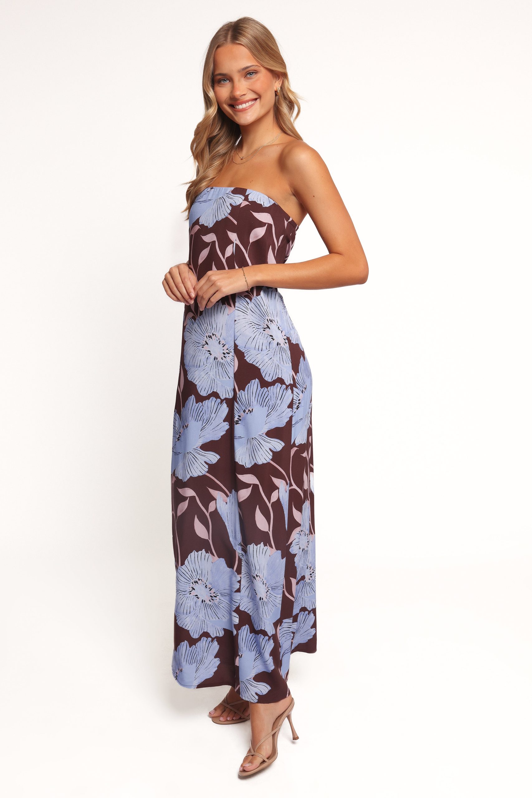 Ottavia Strapless Maxi Dress - Blue Poppies - Image 4