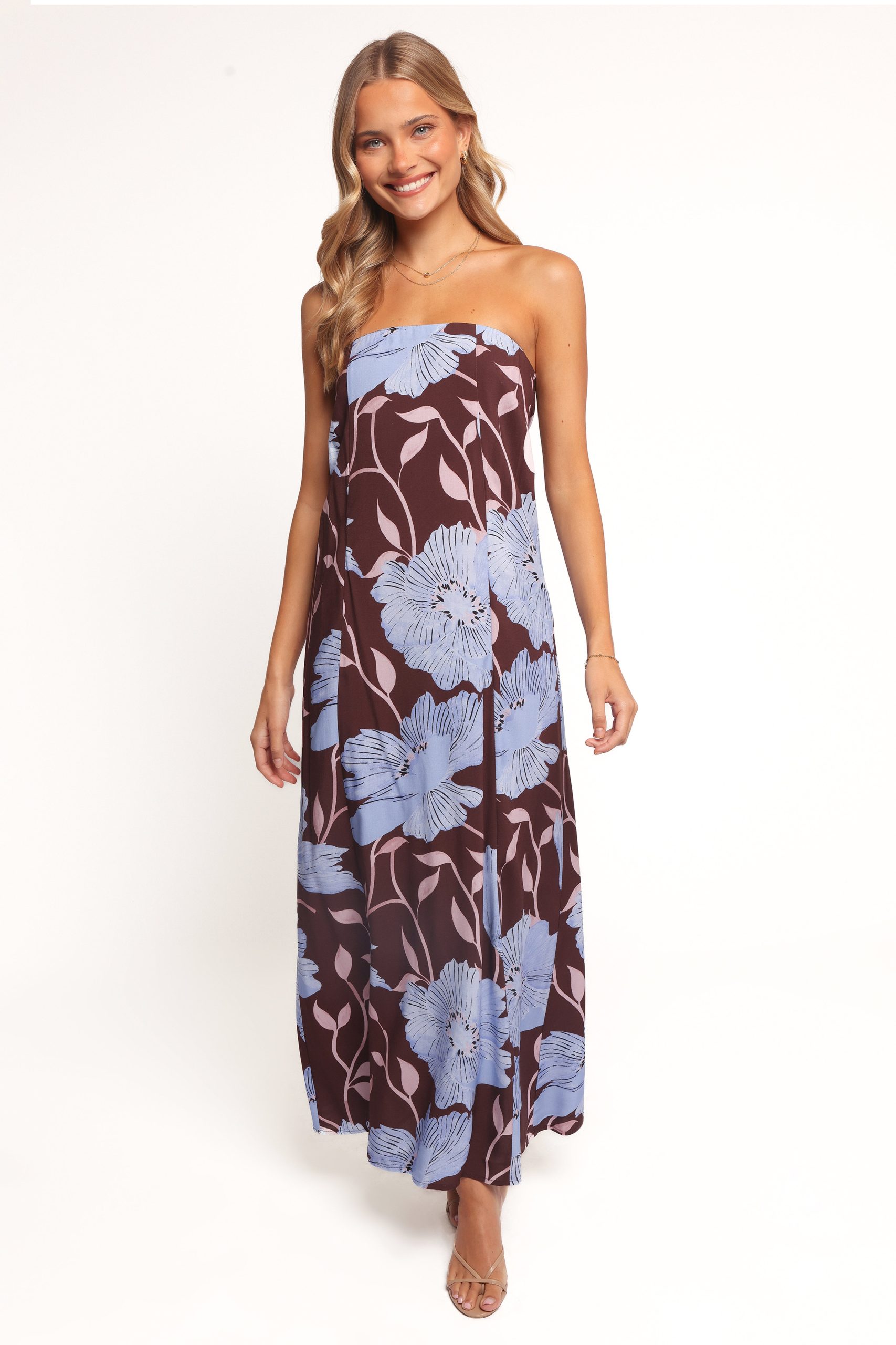 Ottavia Strapless Maxi Dress - Blue Poppies - Image 2