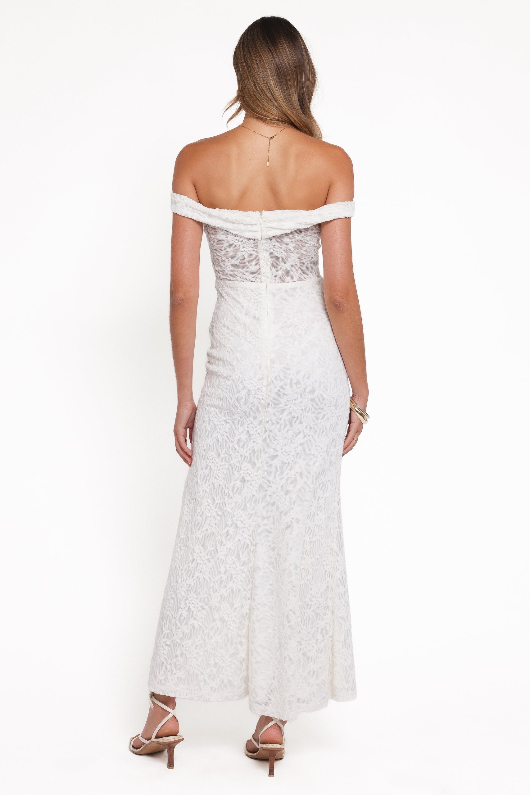 Pascha Off Shoulder Lace Maxi Dress - White - Image 4