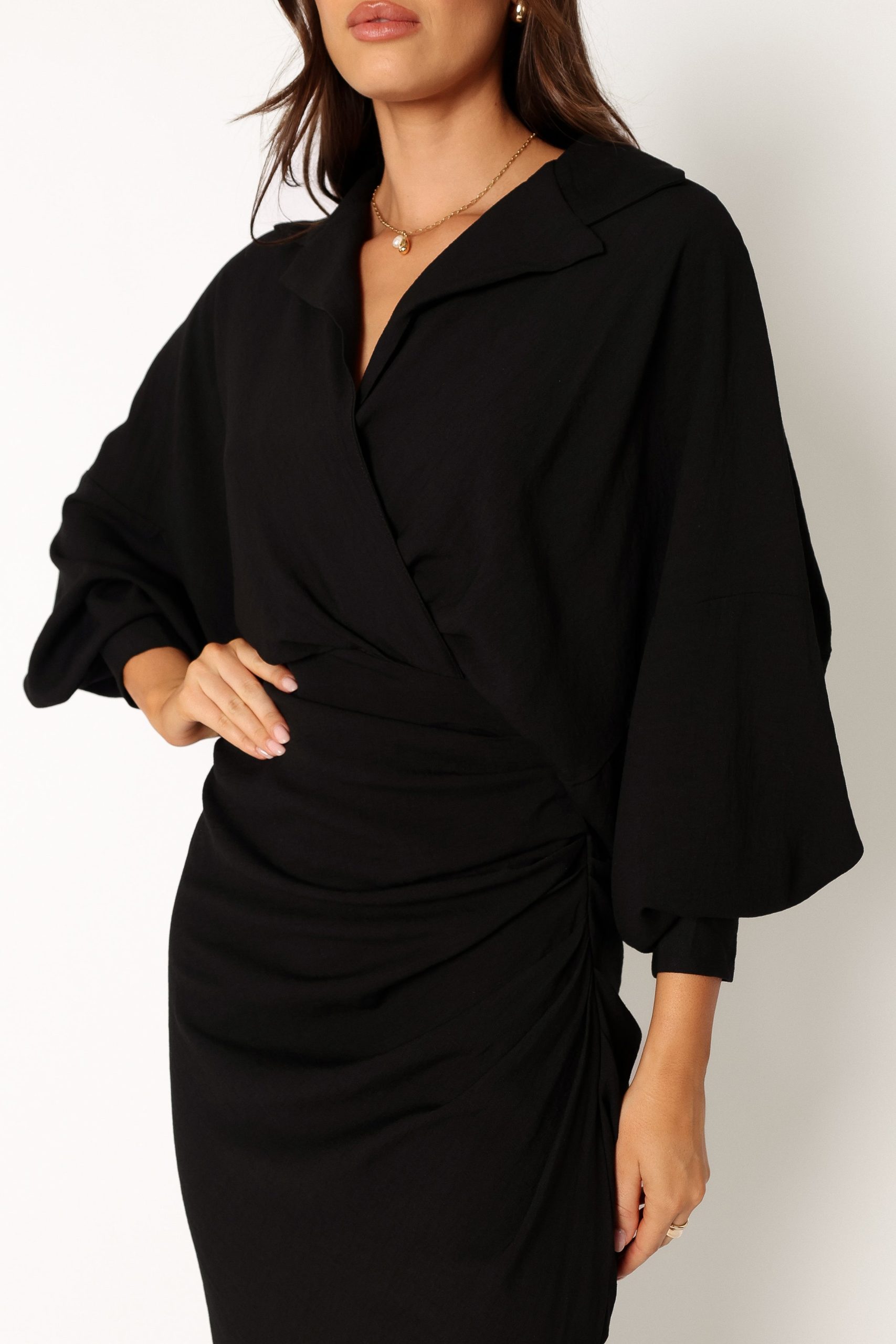 Paxton Long Sleeve Midi Dress - Black - Image 7