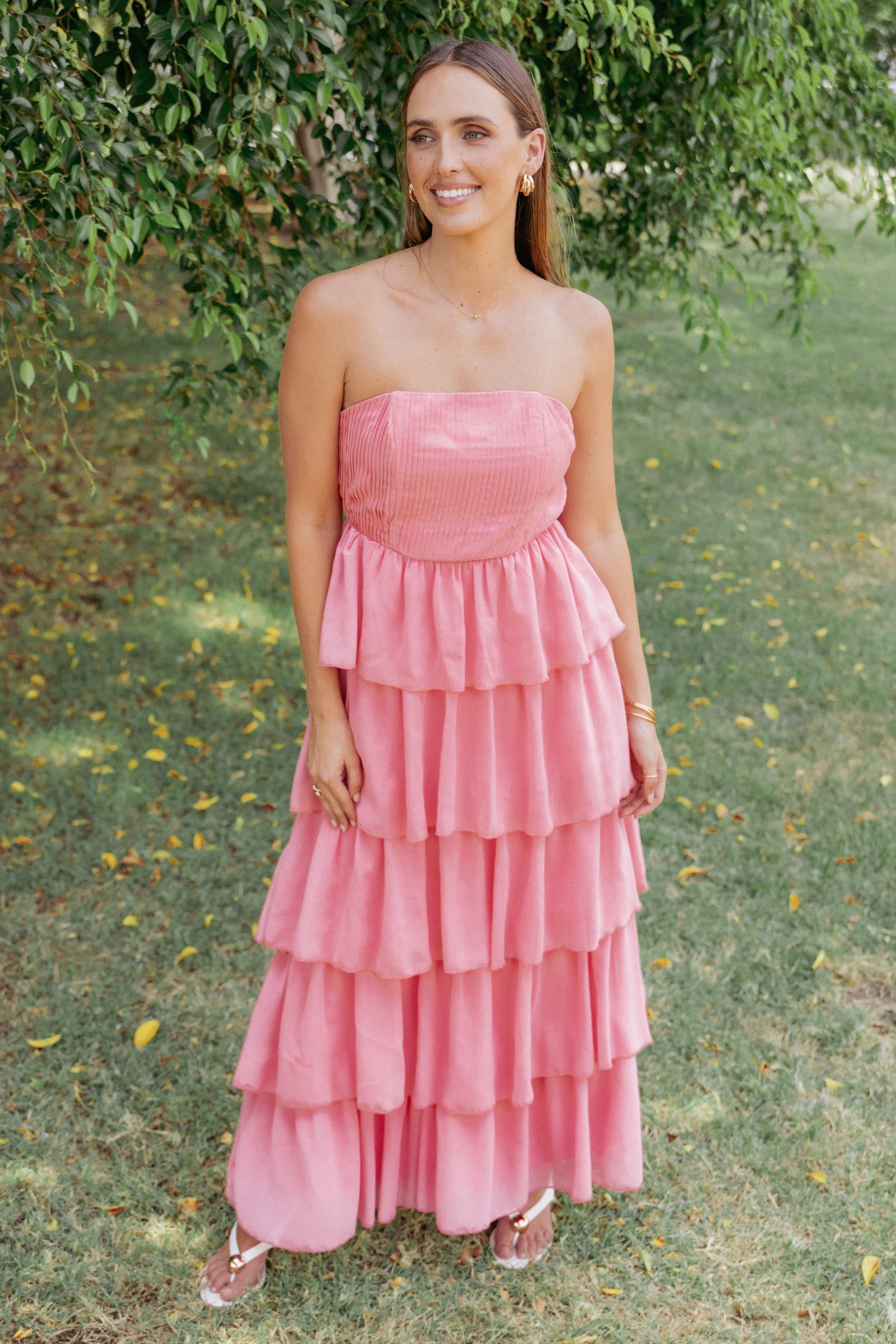 Peachester Strapless Maxi Dress - Coral - Image 7