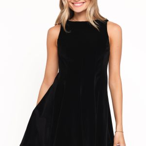 Pearla Mini Dress - Black Velvet