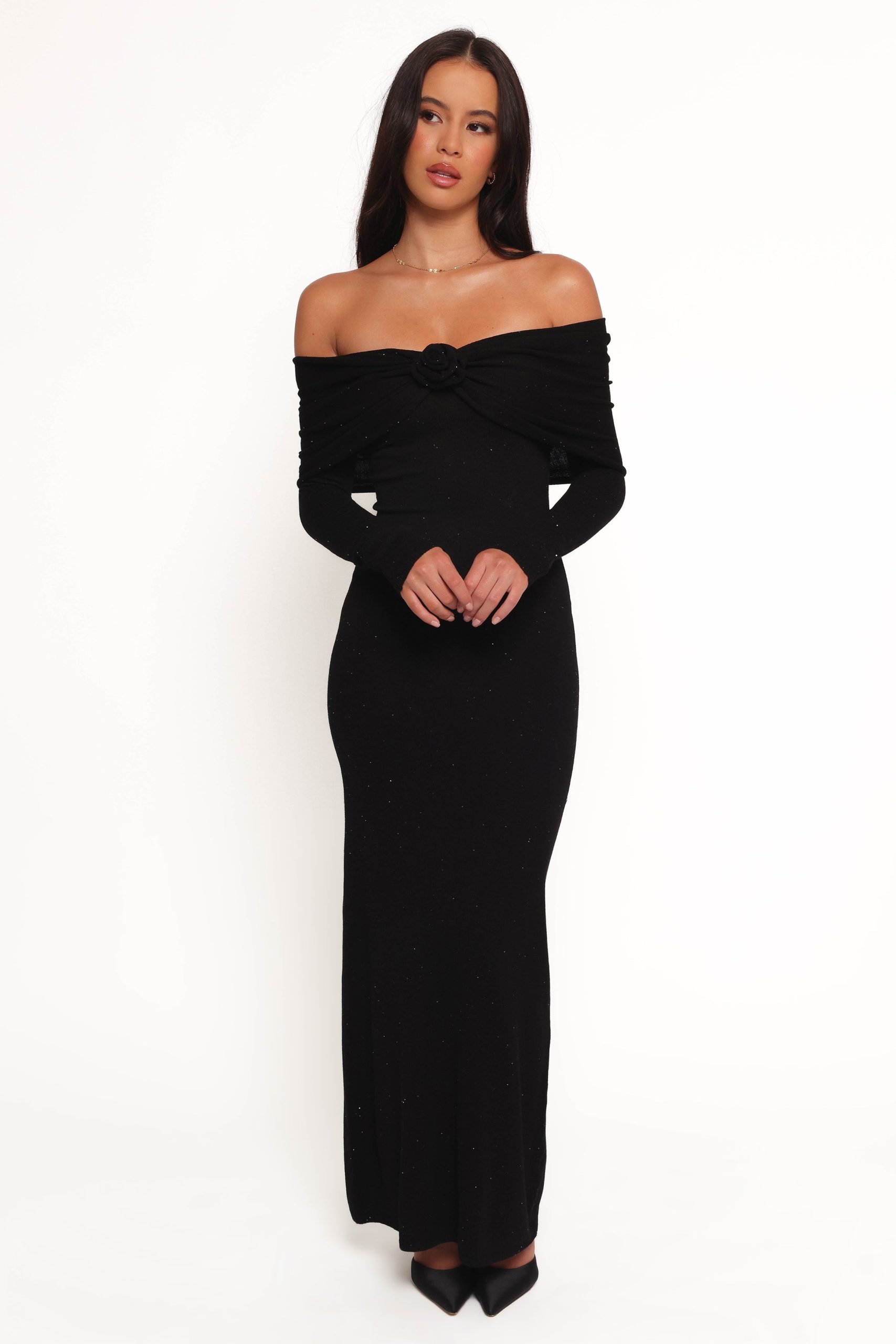 Pennie Maxi Dress - Black Sequin Knit - Image 3