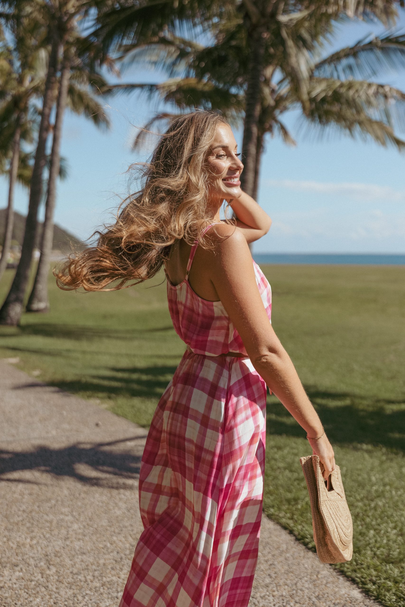 Perle Maxi Dress - Pink Check - Image 8