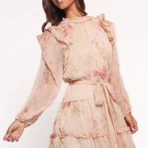 Phaedra Long Sleeve Mini Dress - Soft Rose