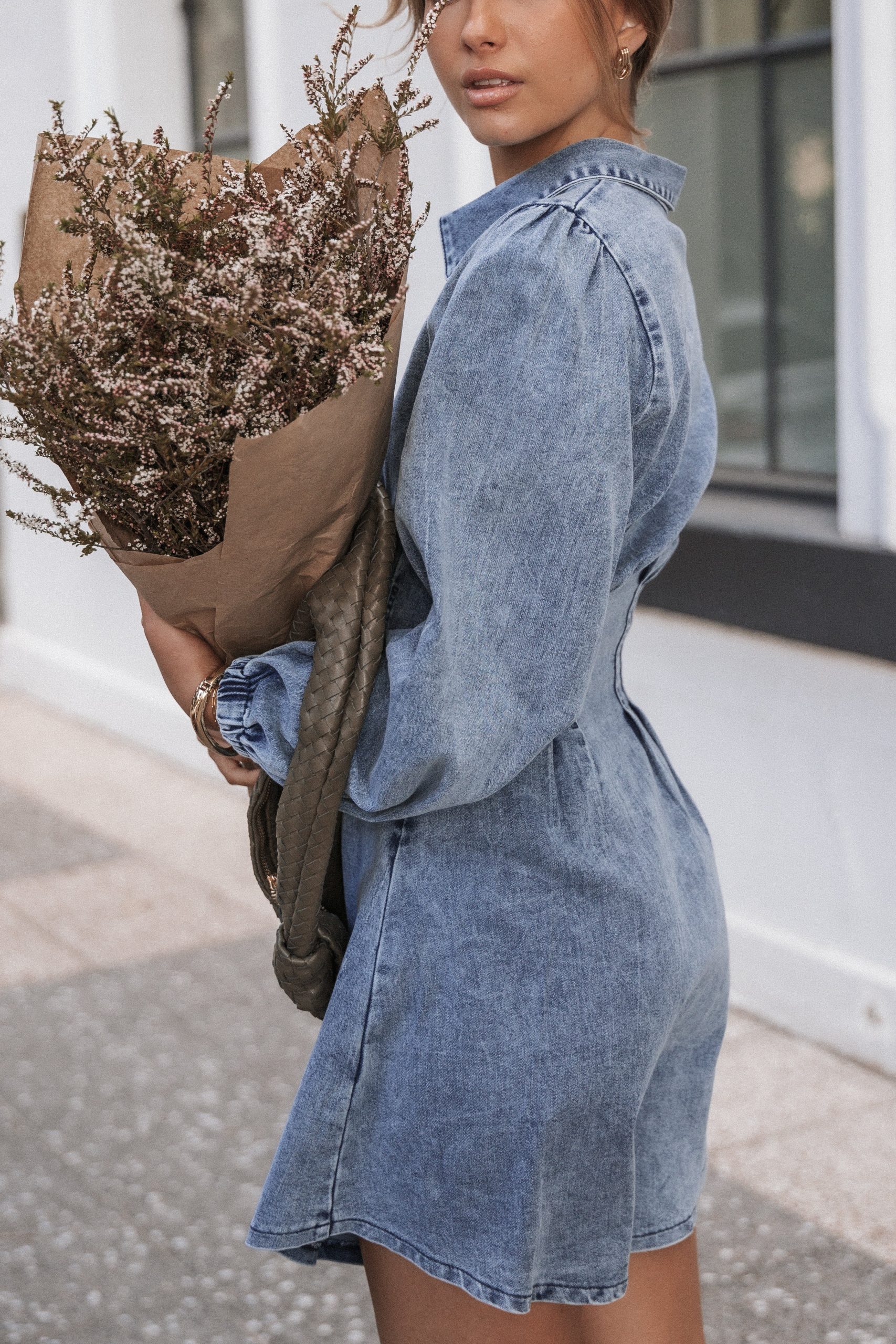 Phoenix Long Sleeve Mini Dress - Denim - Image 8